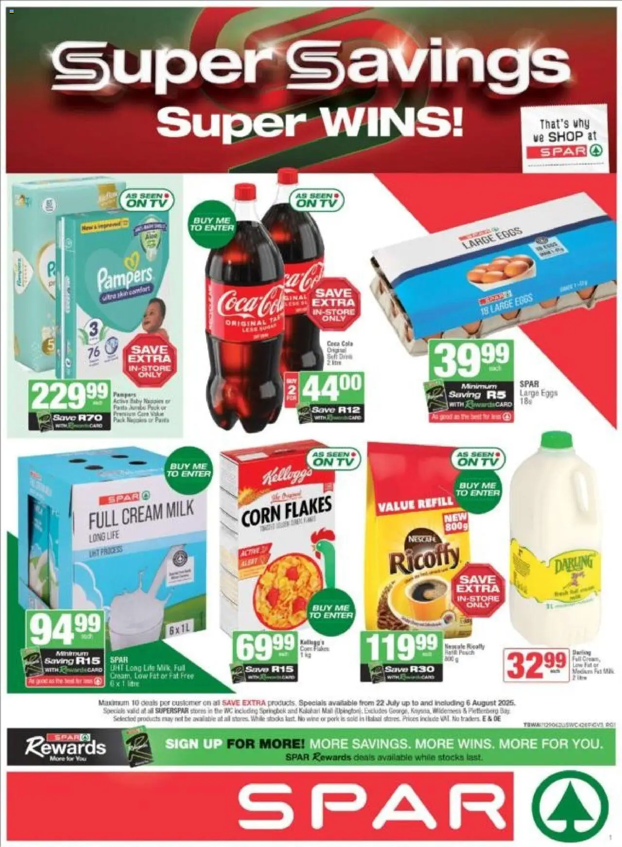 Superspar - Western Cape - Weekly Specials │ valid from 22.07.2025 | Page: 1 | Products: Corn, Wine, Pork, Flakes