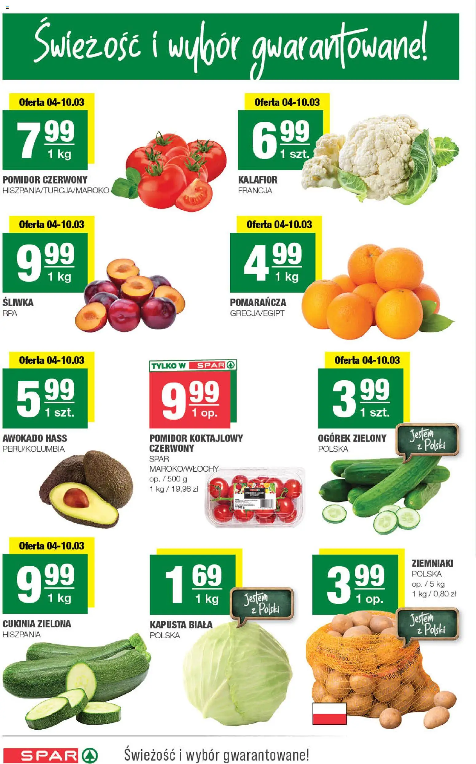 Spar gazetka od 04.03.2026 | Strona: 2 | Produkty: Kalafior, Cukinia, Kapusta biała, Ziemniaki