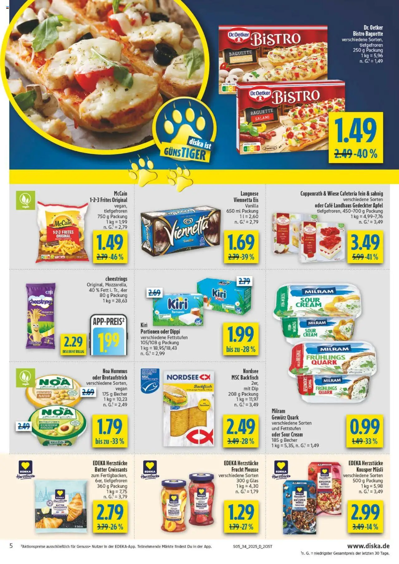 Diska Prospekt 	 - gültig ab dem 18.08.2025 | Seite: 5 | Produkte: Baguette, McCain, Avocado, Milram