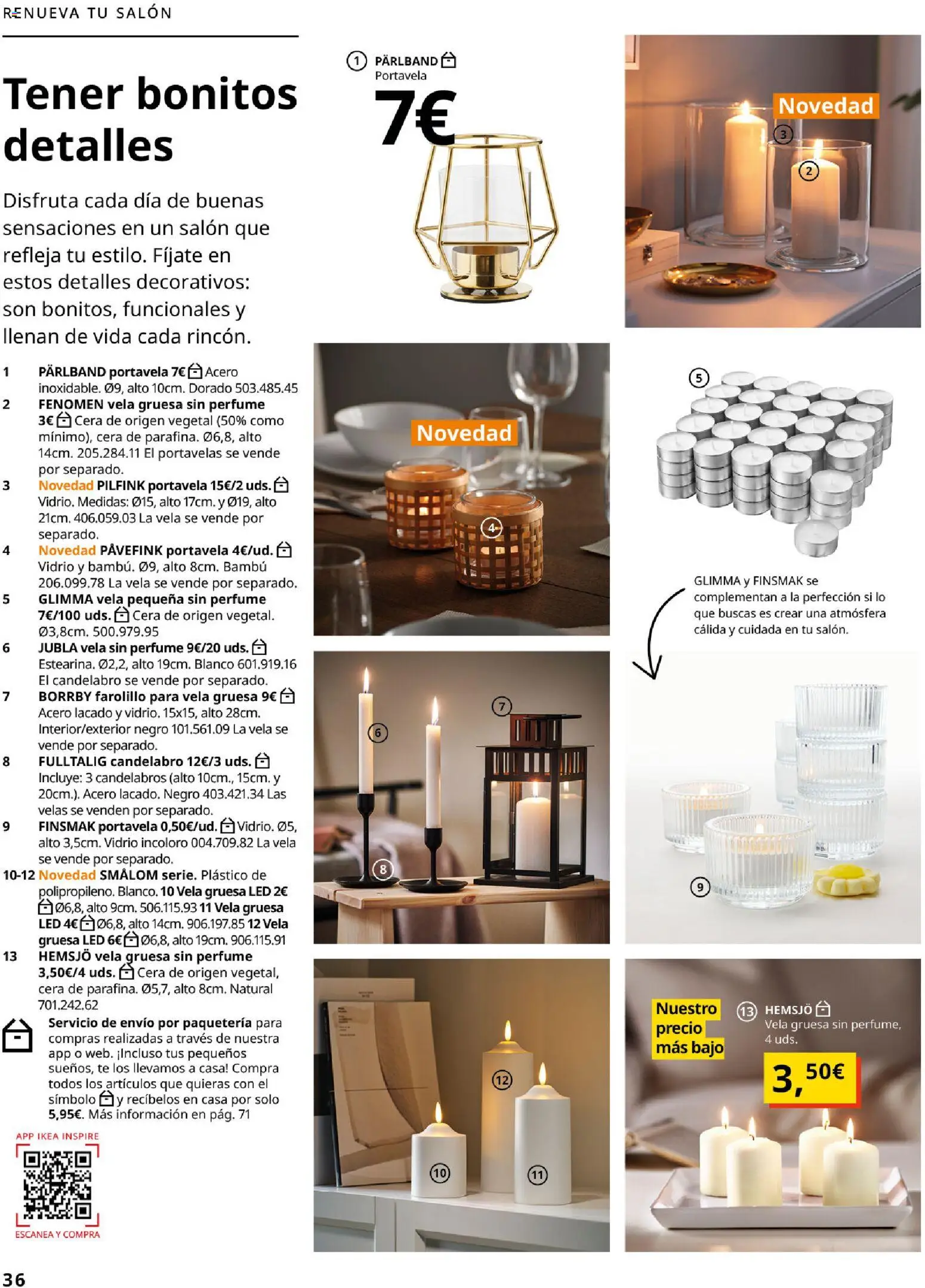 Catálogo IKEA Accesorios y decoración │ válido desde el 01.02.2026 | Página: 36 | Productos: Perfume, Candelabro, Vela, Βραχιόλι