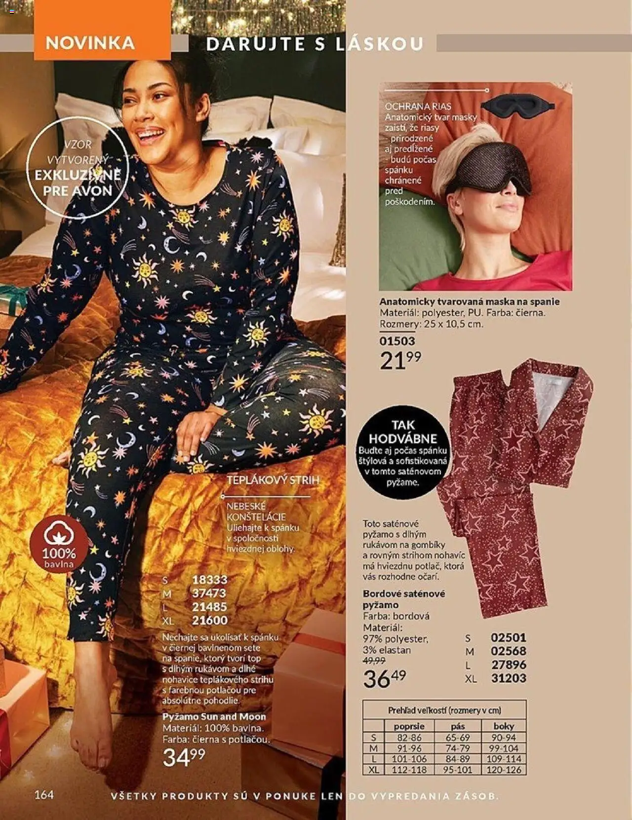 Nové Avon akcie – leták je platný od 01.10.2025 | Strana: 164 | Produkty: Maska, Nohavice, Pyžamo