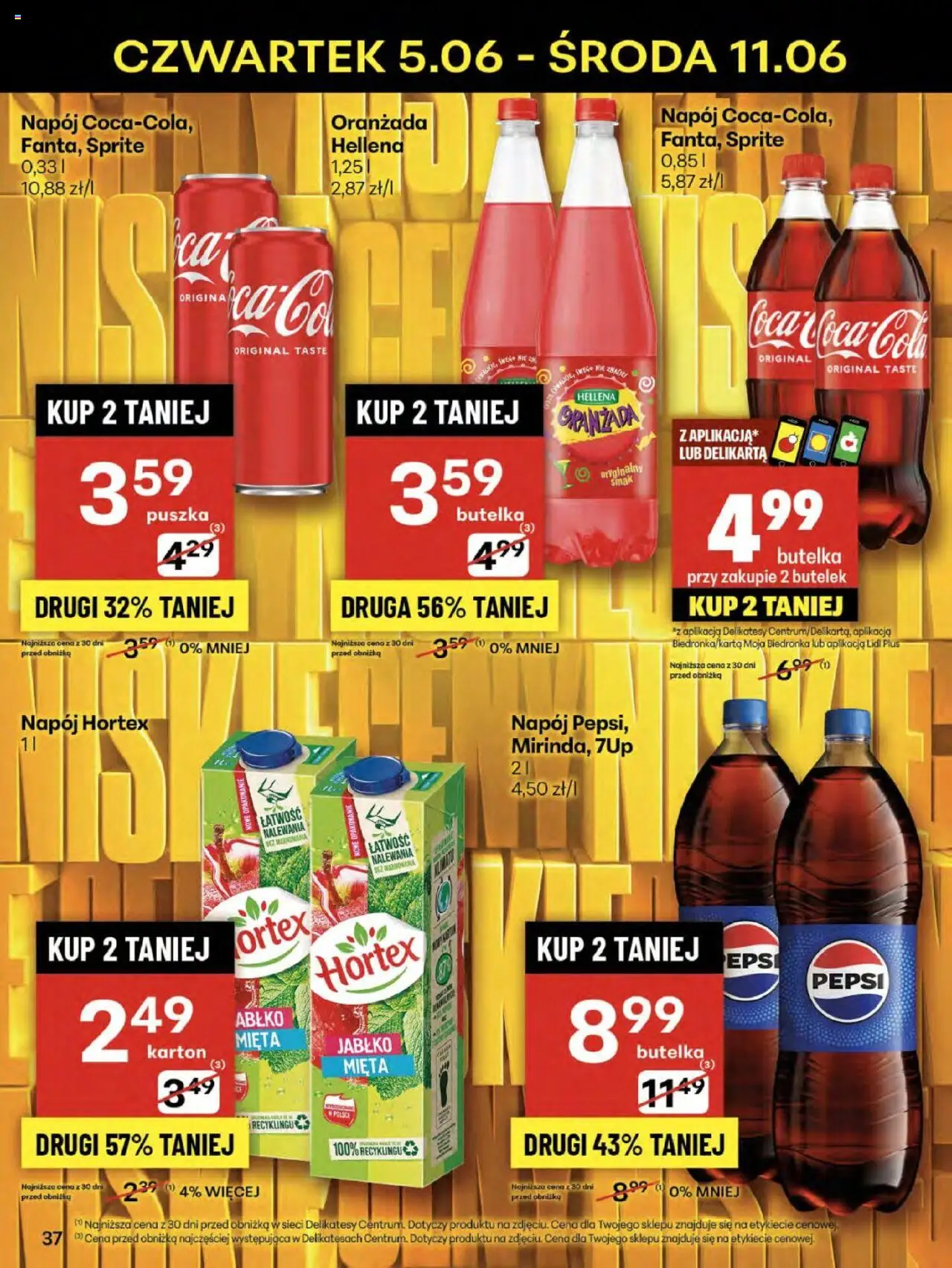 Delikatesy Centrum Gazetka - Sklepy Własne od 05.06.2025 | Strona: 37 | Produkty: Pepsi, Sprite, Oranżada hellena, Mięta