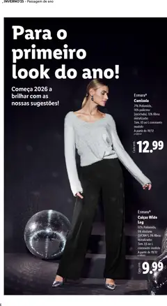 Pré-visualização Esmara® Calças Wide Leg, 92% Poliamida, 5% elastano (LYCRA®), 3% fibras metalizadas. Tam. XS ao L consoante modelo. A partir de 19/12 válido de 01.12.2025 | Página: 6