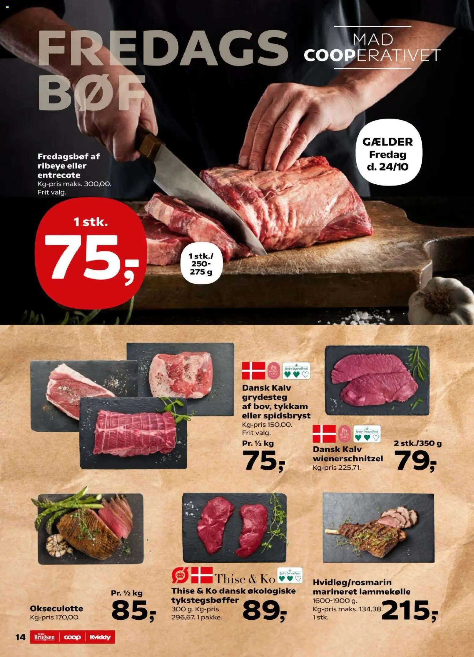 Kvickly tilbudsavis – gyldig fra 24.10.2025 | Side: 14 | Produkter: Lammekølle, Entrecote
