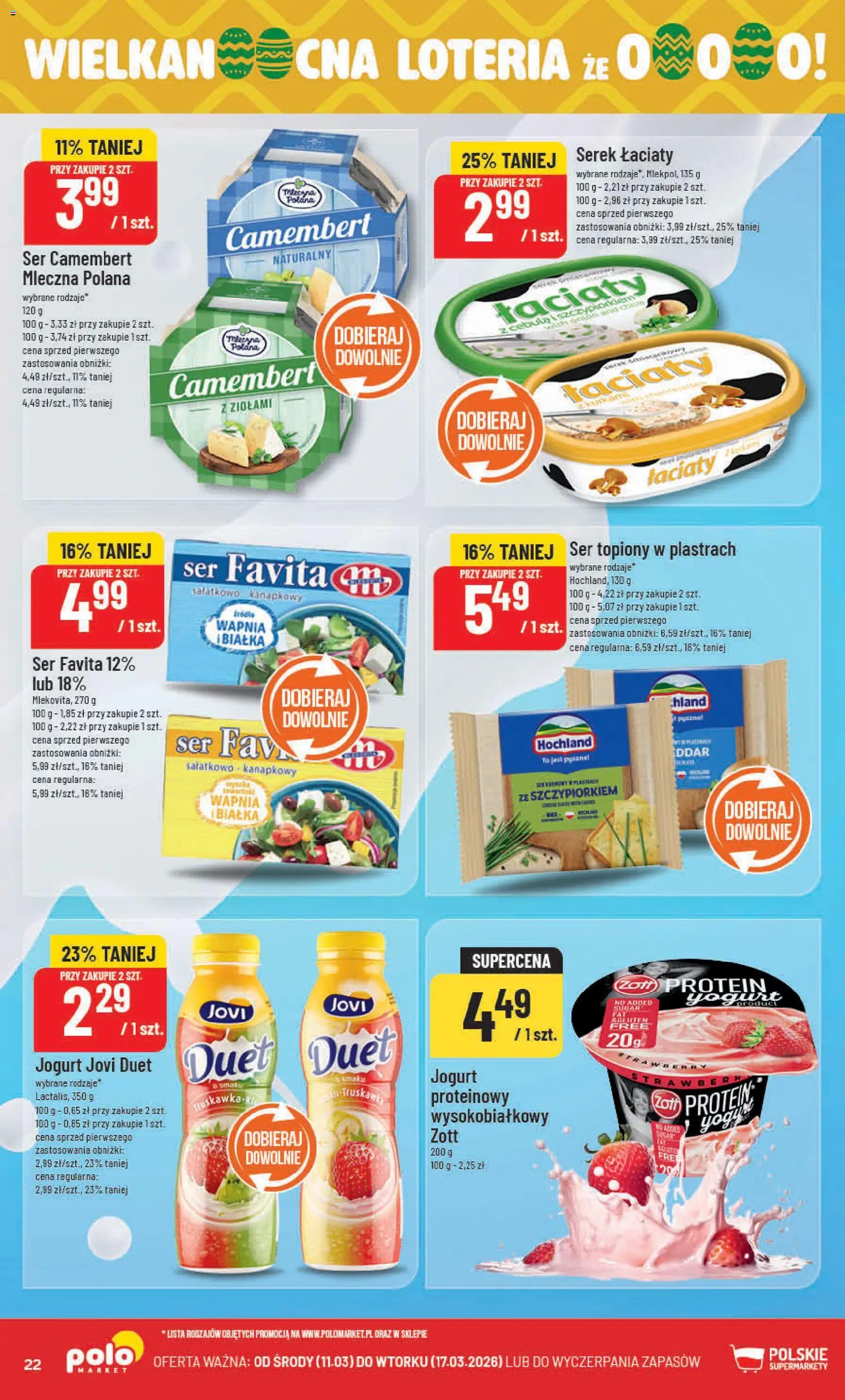POLOmarket gazetka od 11.03.2026 | Strona: 22 | Produkty: Ser favita, Serek, Camembert, Ser