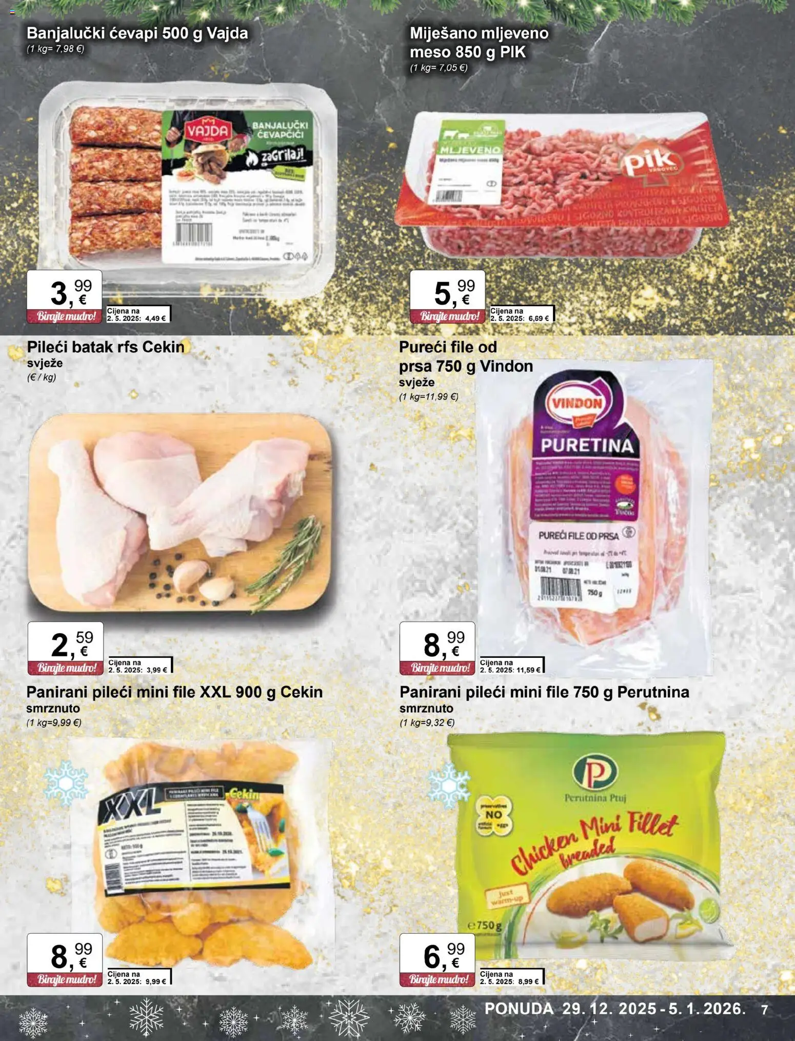 KTC katalog | vrijedi od 29.12.2025 | Stranica: 7 | Proizvodi: Puretina, Meso, Perutnina Ptuj, Ćevapčići