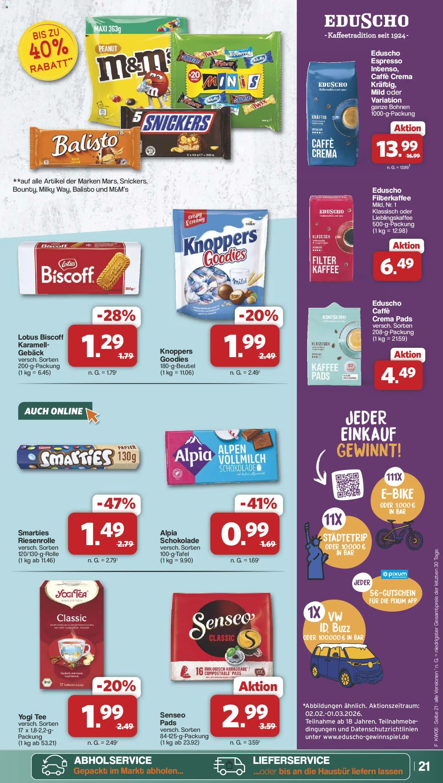 Famila Nordwest Prospekt 	 – gültig ab 02.02.2026 | Seite: 21 | Produkte: Milch, Smarties, Snickers, Knoppers