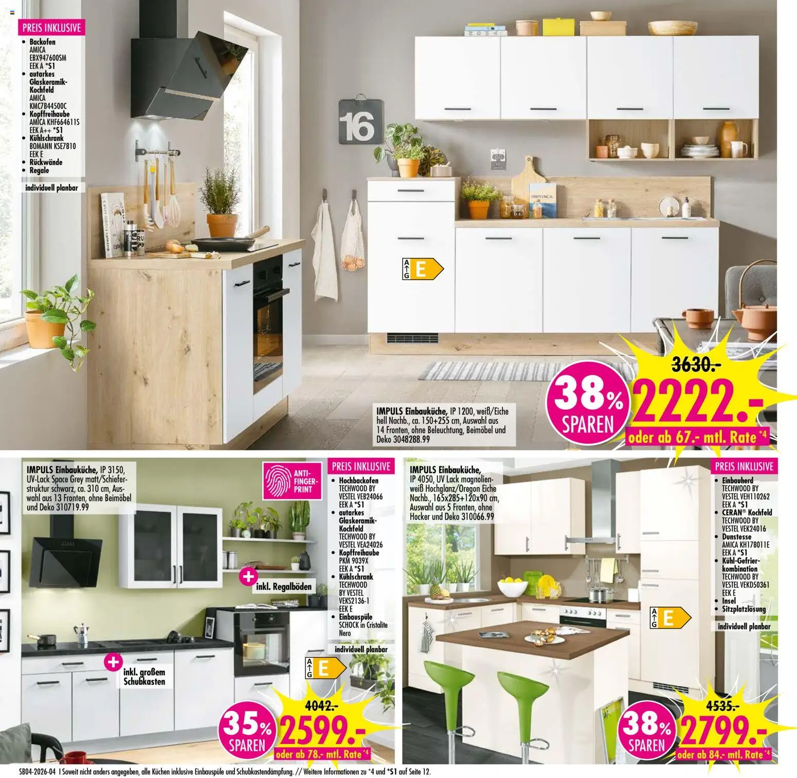 SB Möbel Boss Prospekt 	 – gültig ab 17.01.2026 | Seite: 4 | Produkte: Hocker, Kochfeld, Backofen, Kuchen