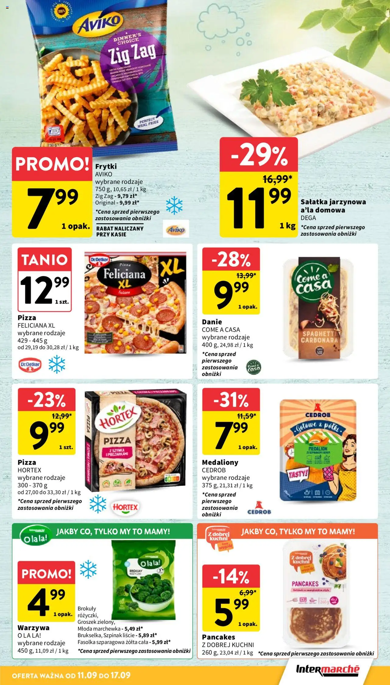 Intermarche Gazetka od 11.09.2025 | Strona: 19 | Produkty: Groszek, Szpinak, Frytki, Warzywa