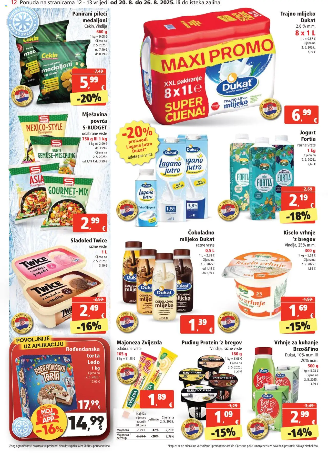 Spar katalog | vrijedi od 20.08.2025 | Stranica: 12 | Proizvodi: Čokolada, Puding, Majoneza, Torta