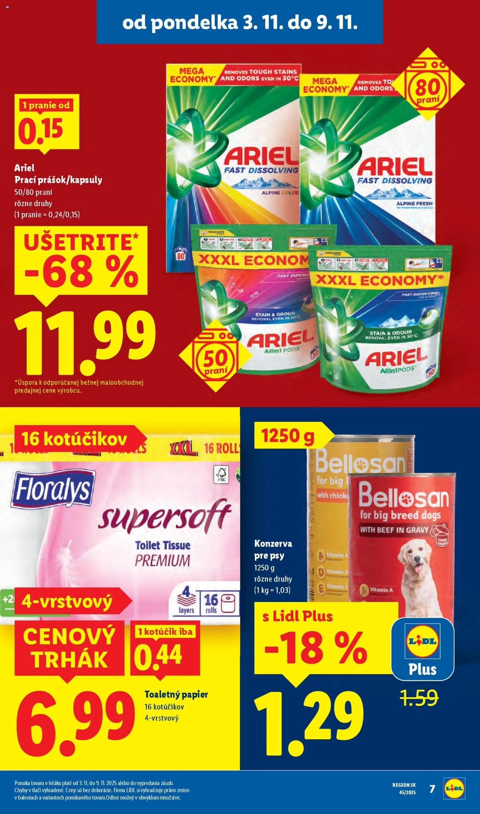 Nové Lidl akcie – leták je platný od 03.11.2025 | Strana: 11 | Produkty: Toaletný papier, Ariel