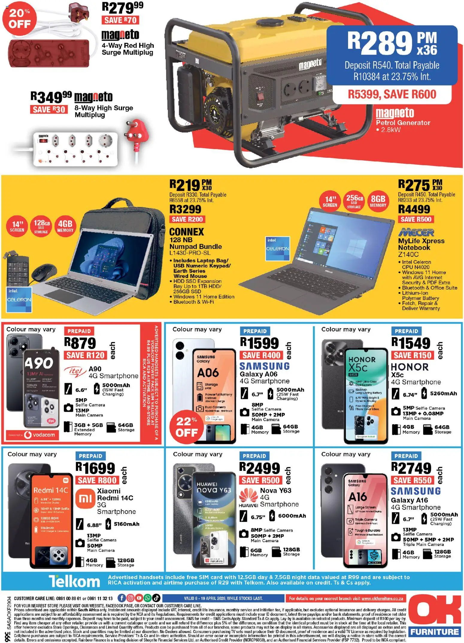 New OK Furniture catalogue – valid from 06.04.2026 | Page: 12 | Products: Phone, Notebook, Camera, Cable
