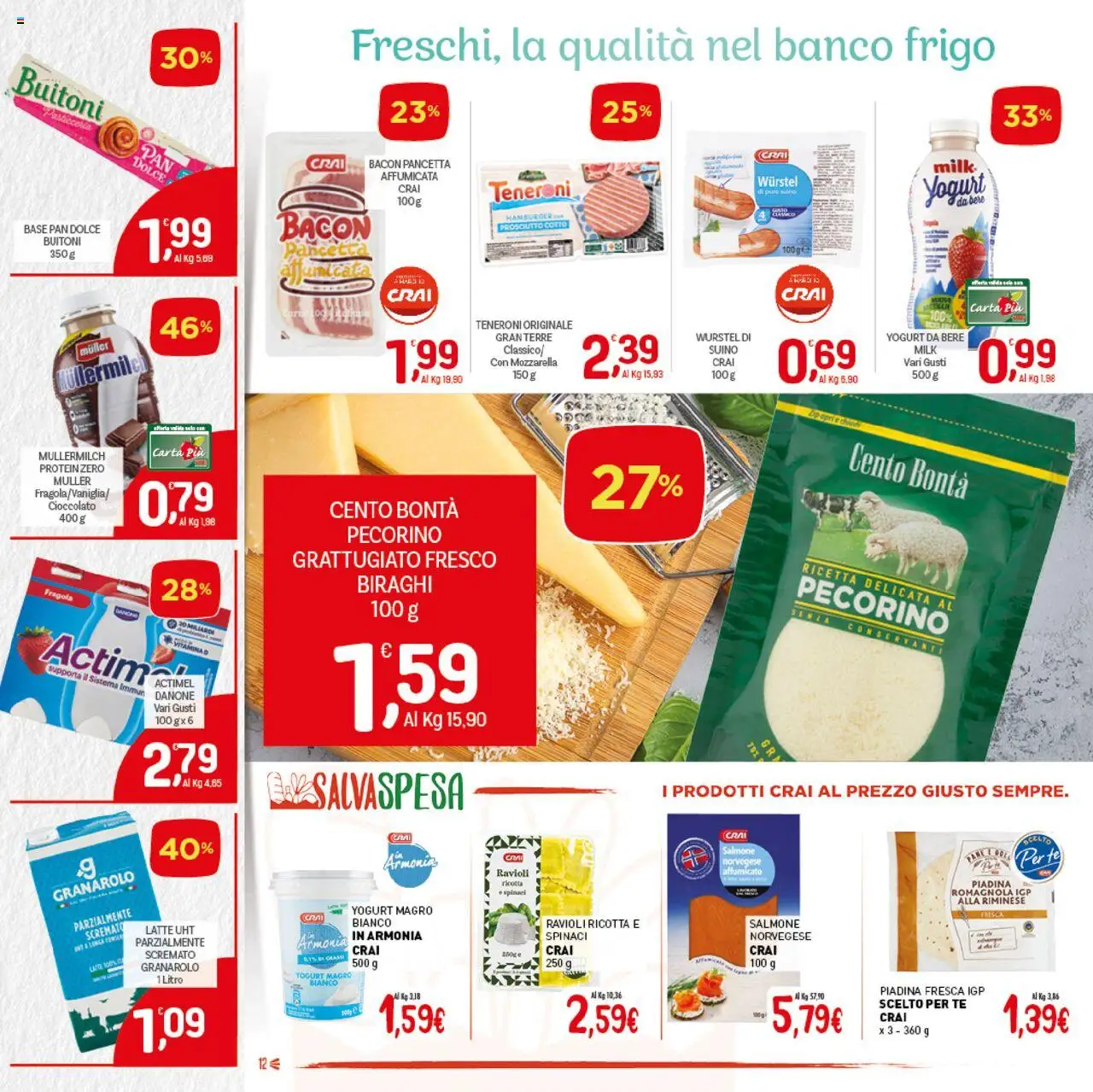 Volantino CRAI del 21.08.2025 | Pagina: 12 | Prodotti: Yogurt, Salmone, Tè, Pancetta