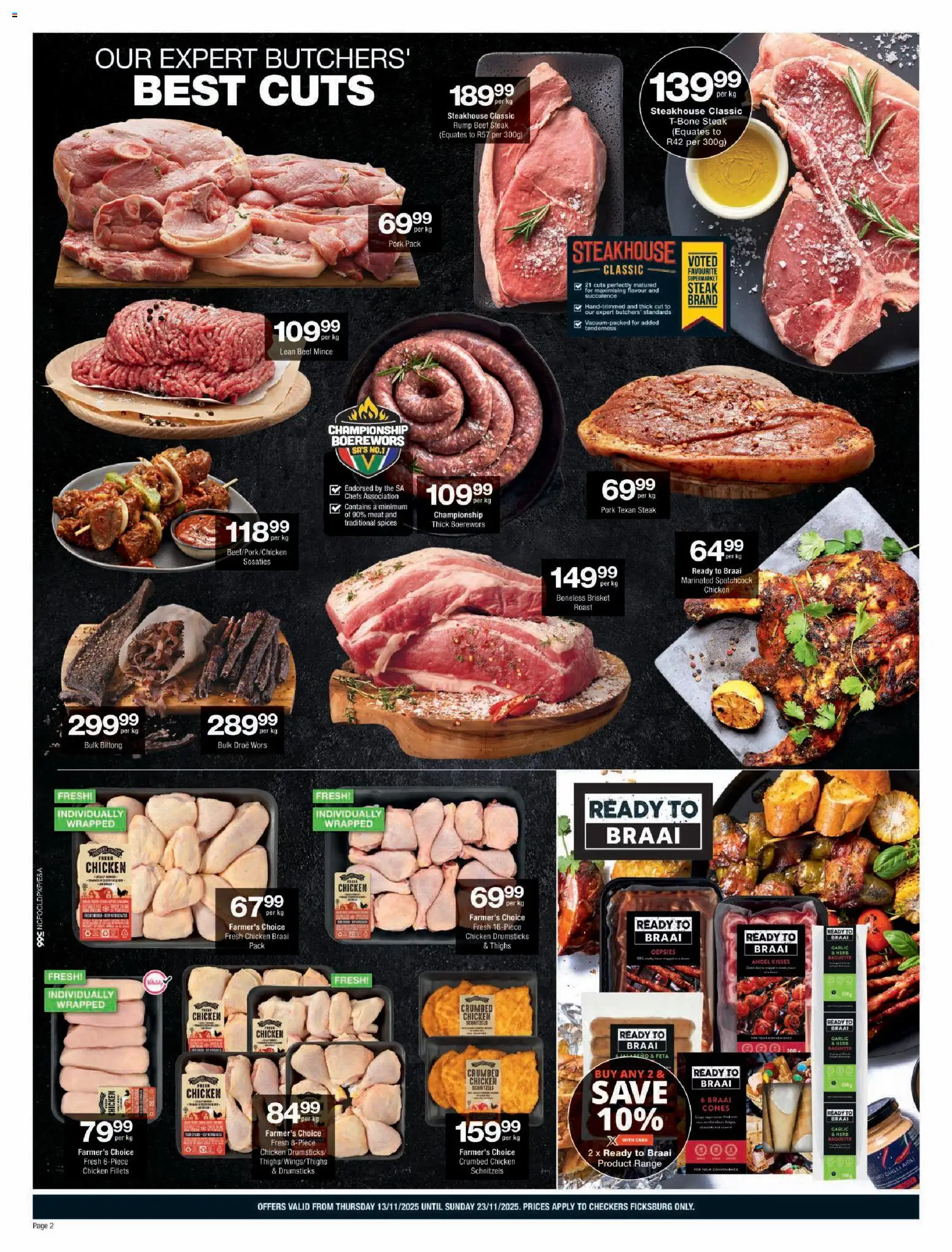New Checkers catalogue – valid from 13.11.2025 | Page: 2 | Products: Steak, Boerewors, Garlic, Chilli