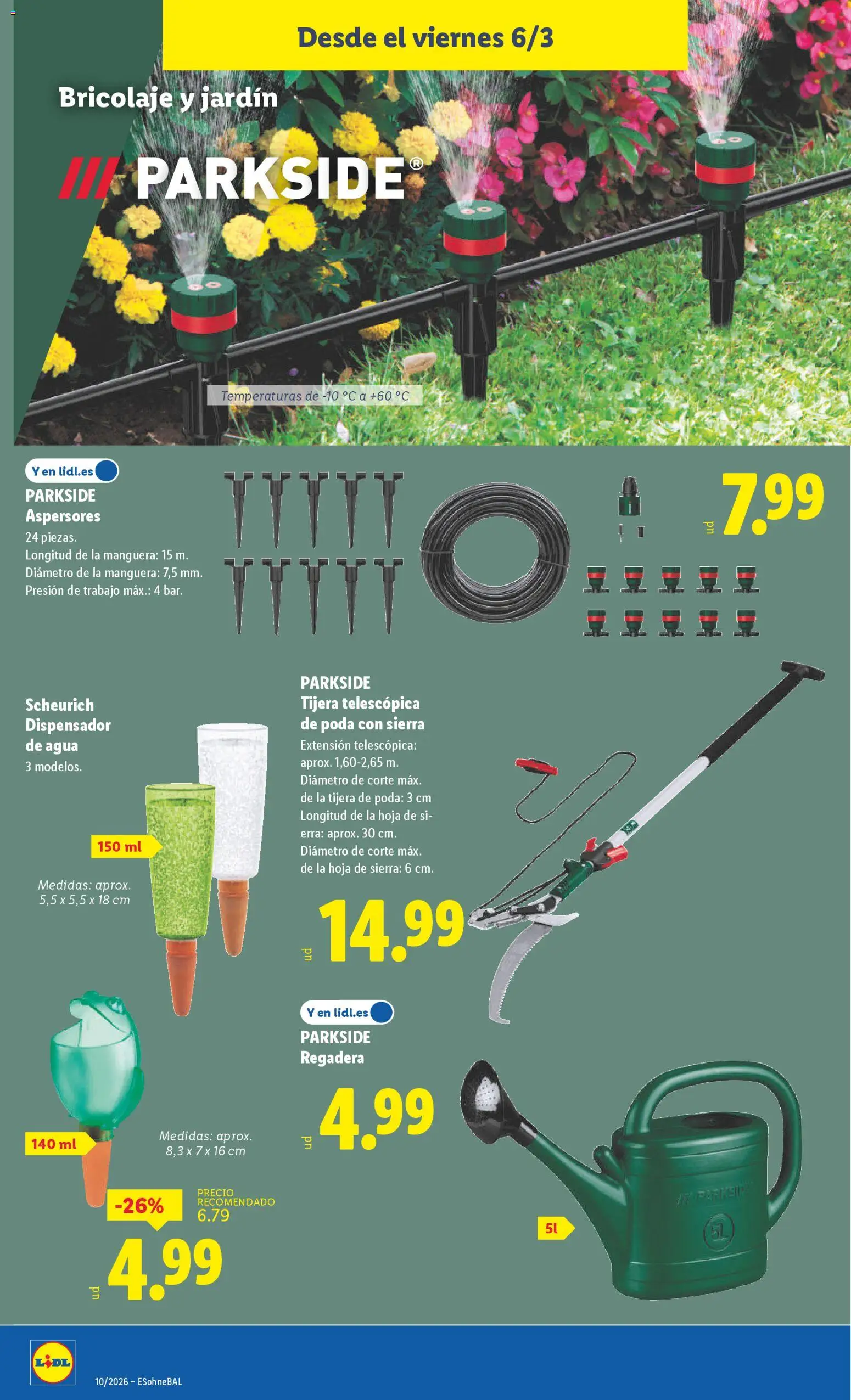 Lidl folleto de bazar │ válido desde el 02.03.2026 | Página: 24 | Productos: Tijera de poda, Manguera, Dispensador, Regadera