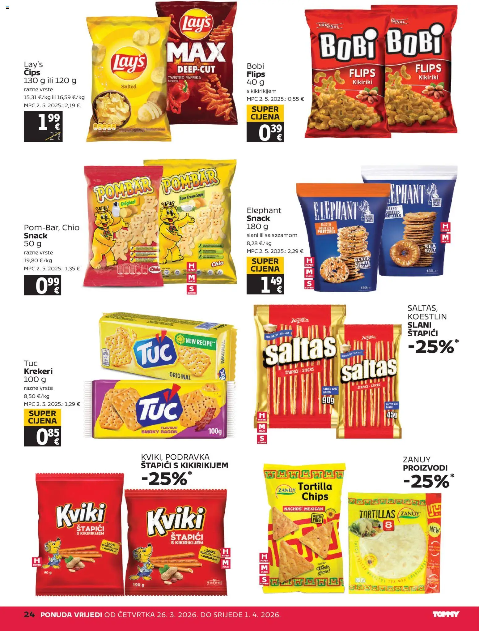Tommy katalog | vrijedi od 26.03.2026 | Stranica: 24 | Proizvodi: Podravka, Paprika, Čips, Štapići
