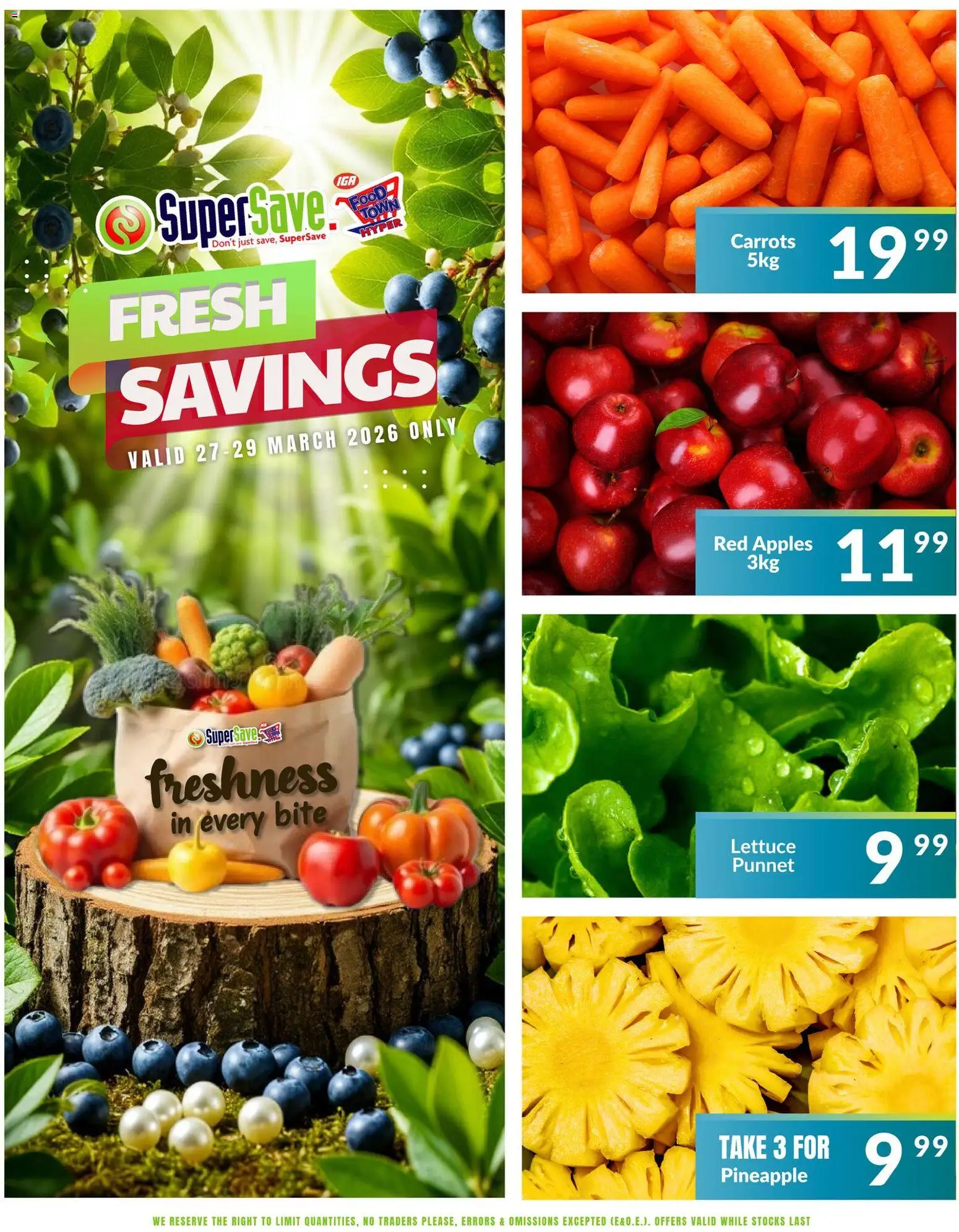 New Super Save catalogue – valid from 27.03.2026 | Page: 4 | Products: Apples, Pineapple, Carrots, Lettuce