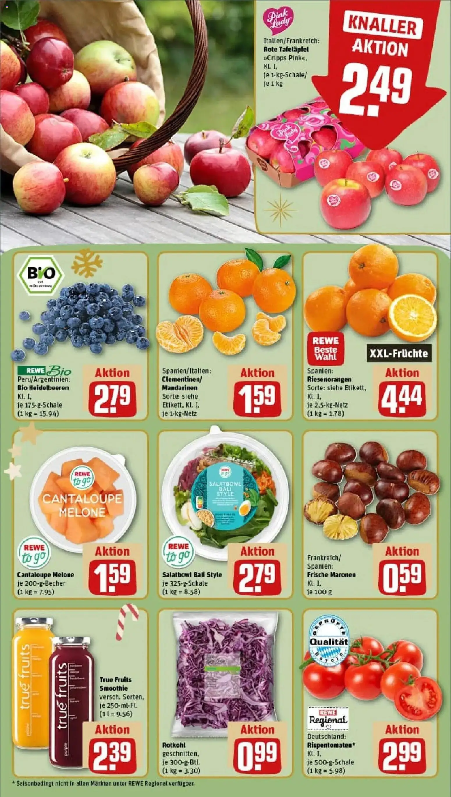Rewe prospekt Schliersee-Neuhaus	 – gültig ab 23.11.2025 | Seite: 8 | Produkte: Rotkohl, Mandarinen, Heidelbeeren, Melone