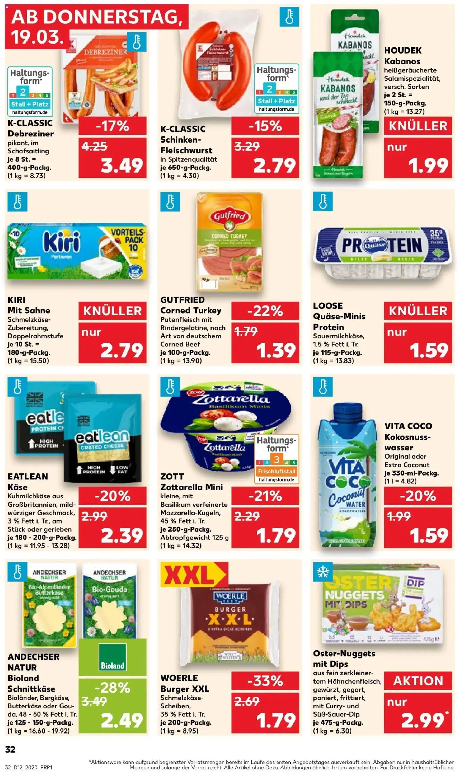 Kaufland Prospekt Konz	 – gültig ab 19.03.2026 | Seite: 32 | Produkte: Käse, Burger, Schinken, Sahne