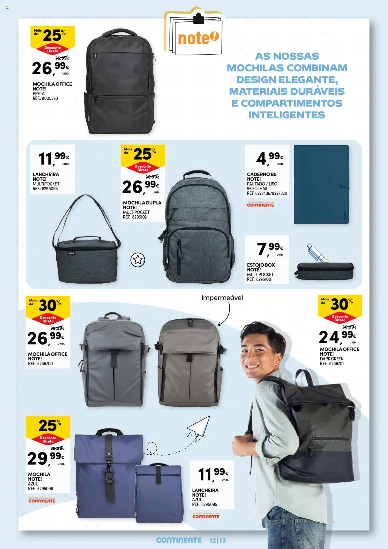 Continente - Regresso às Aulas: Regressamos com tudo │ válido de 12.08.2025 | Página: 13 | Produtos: Mochila, Caderno, Mochilas, Notebook