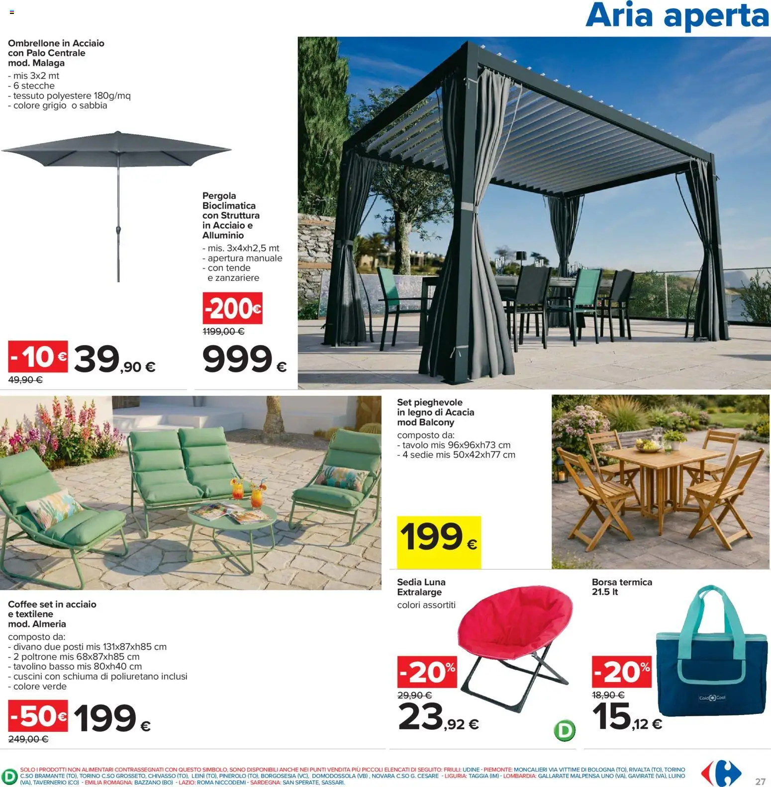Volantino Carrefour del 07.04.2026 | Pagina: 27 | Prodotti: Pergola, Borsa, Alluminio, Tavolo