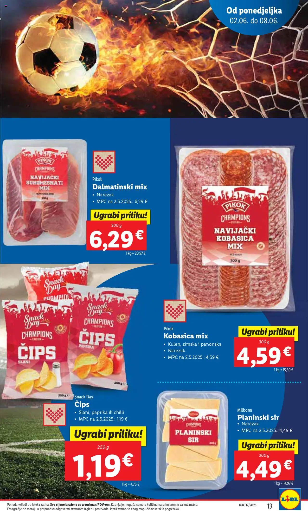 Lidl katalog | vrijedi od 02.06.2025 | Stranica: 13 | Proizvodi: Sir, Narezak, Paprika, Kobasica