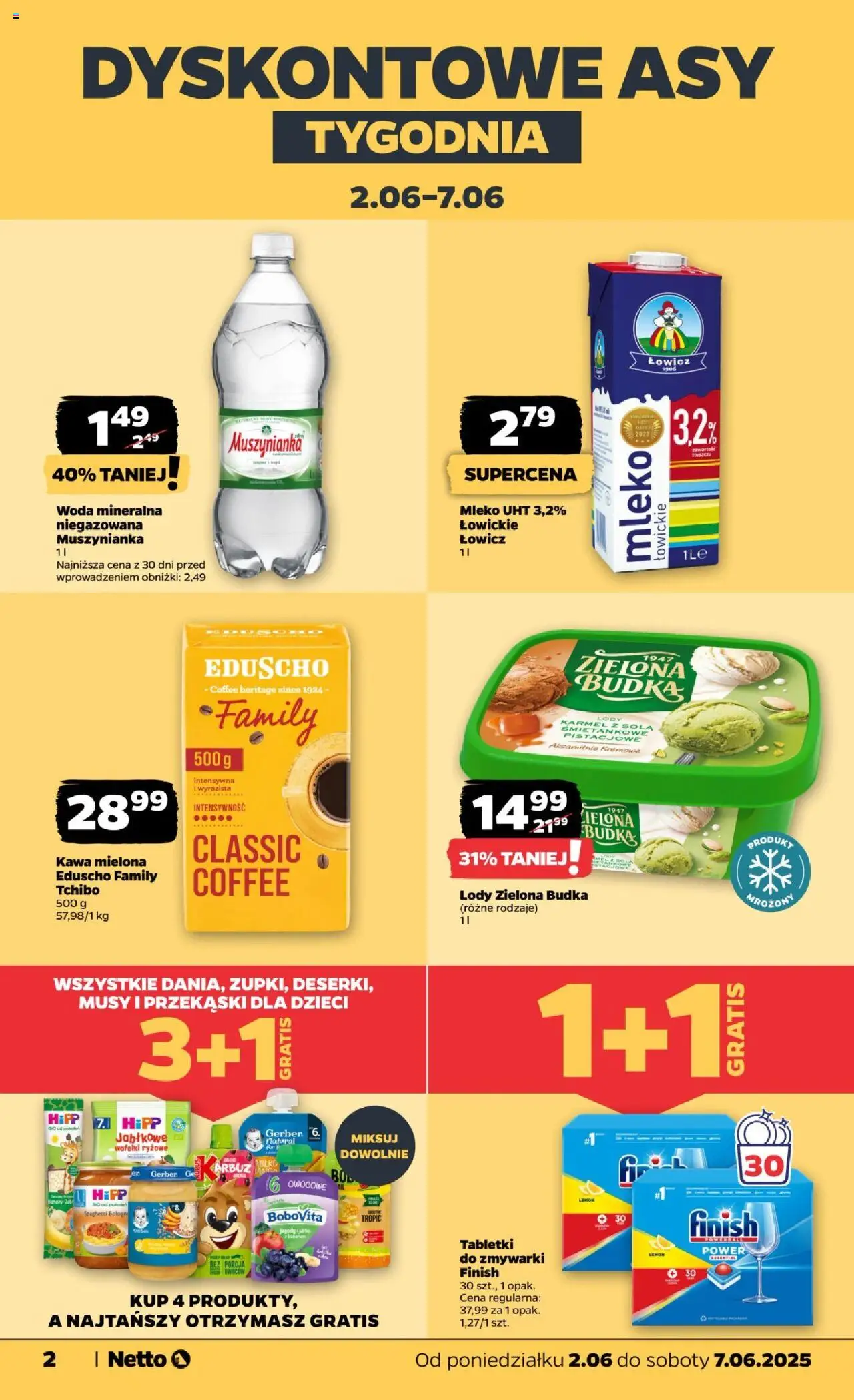 Netto gazetka - Spożywcza od 02.06.2025 | Strona: 2 | Produkty: Arbuz, Tchibo, Mleko, Finish