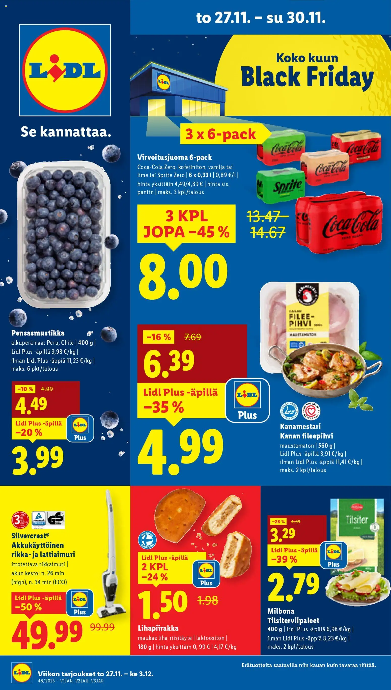 Lidl tarjoukset - Helsinki – voimassa 27.11.2025 alkaen | Sivu: 1 | Tuotteet: Sprite, Coca cola, Pihvi
