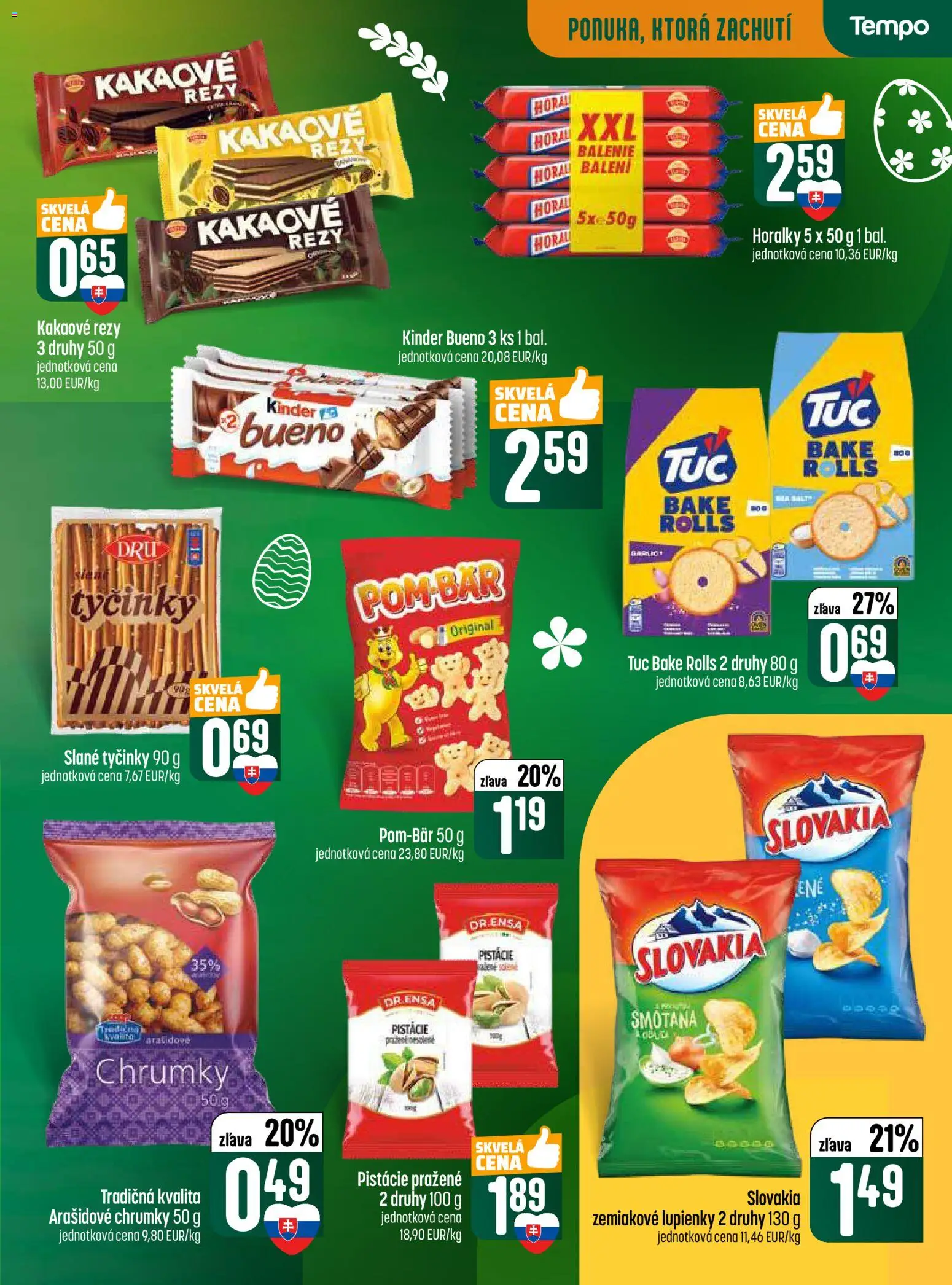 Nové COOP Jednota akcie – leták je platný od 26.03.2026 | Strana: 19 | Produkty: Smotana, Kinder Bueno, Pistácie, Horálky