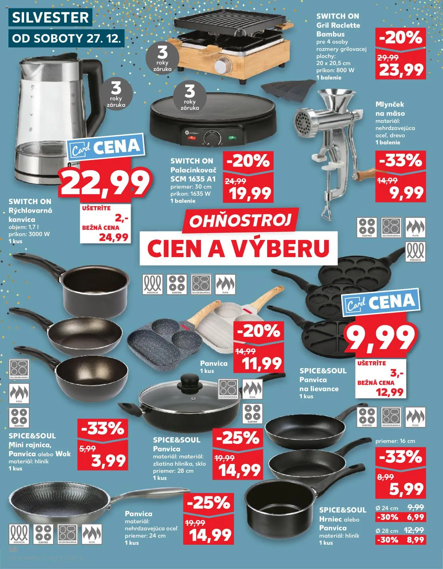 Nové Kaufland akcie – leták je platný od 27.12.2025 | Strana: 58 | Produkty: Gril, Indukcia, Rýchlovarná kanvica, Kanvica