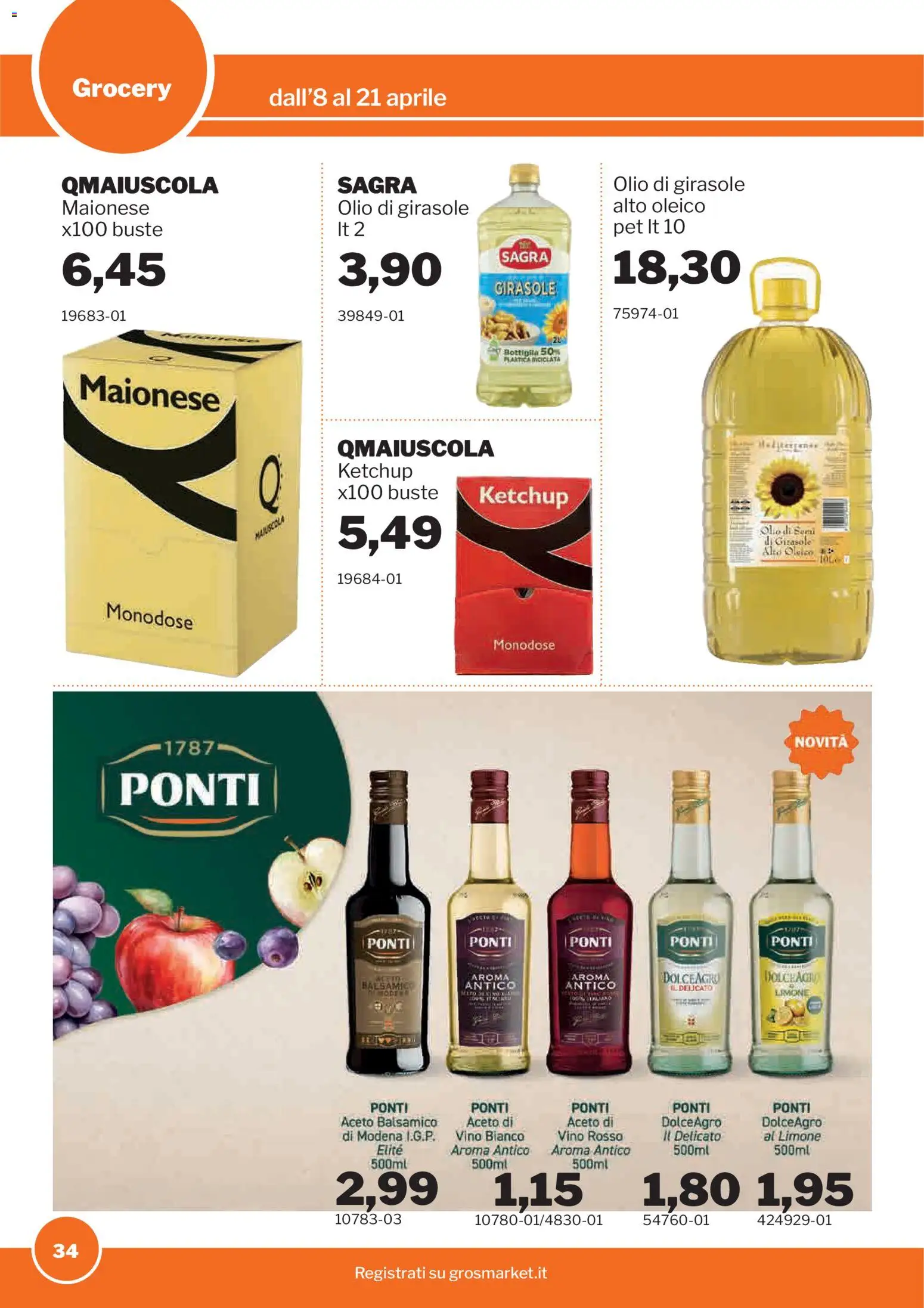 Volantino Sogegross del 08.04.2026 | Pagina: 34 | Prodotti: Ketchup, Maionese, Olio, Vino bianco