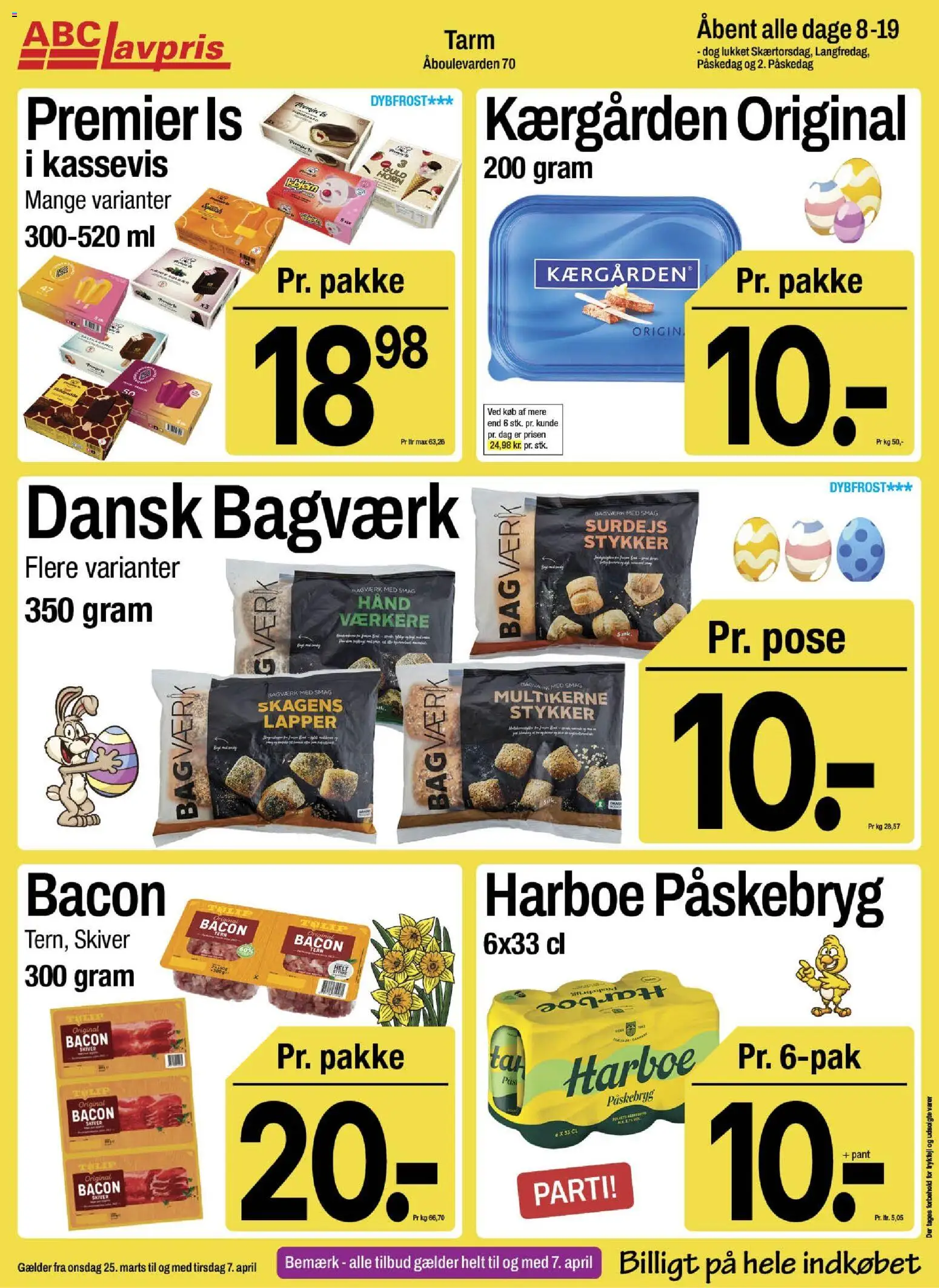 Abc Lavpris tilbudsavis – gyldig fra 25.03.2026 | Side: 1 | Produkter: Is, Bacon