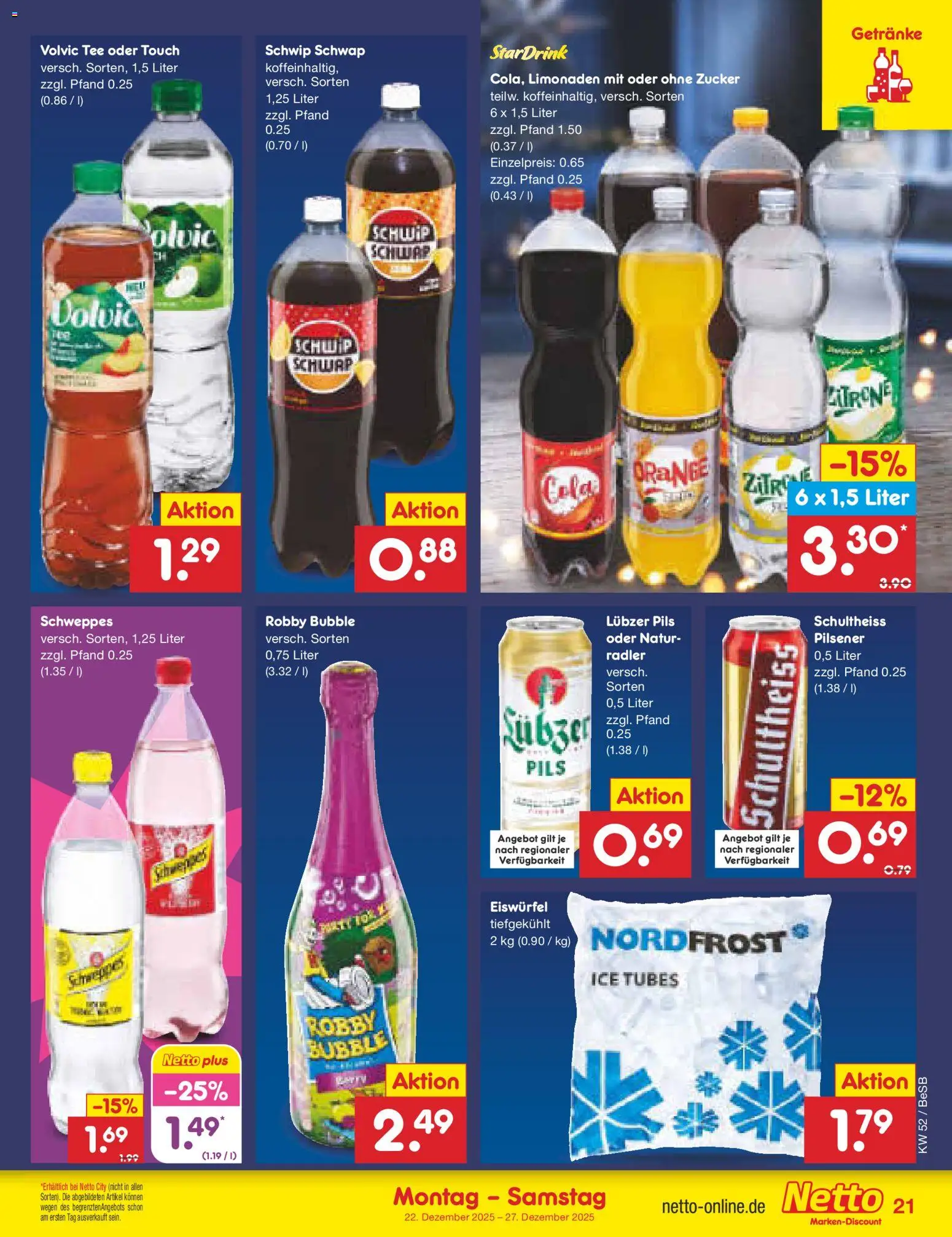 Netto Marken-Discount Prospekt 	 – gültig ab 22.12.2025 | Seite: 21 | Produkte: Cola, Schweppes, Zucker, Tee