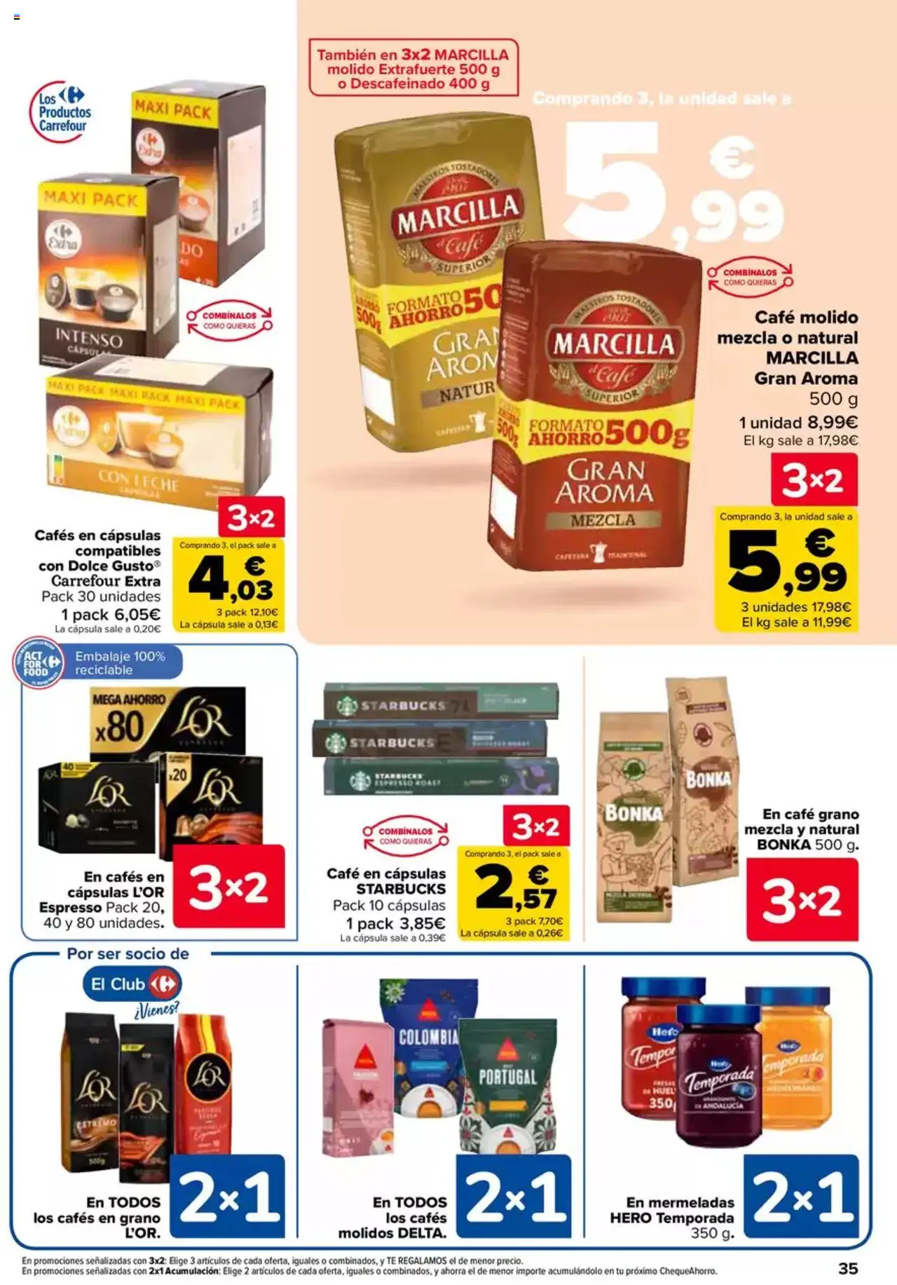 Carrefour folleto │ válido desde el 27.05.2025 | Página: 35 | Productos: Leche, Café, Café molido, Café en cápsulas