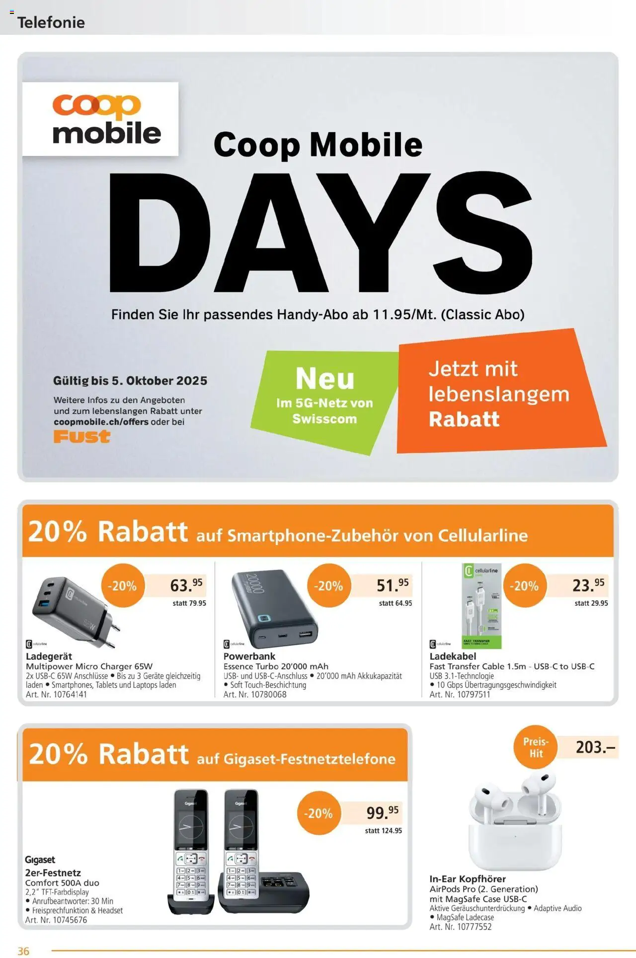 Fust Aktionen – gültig ab 22.09.2025 | Seite: 36 | Produkte: Headset, Ladegerät, Powerbank, Airpods