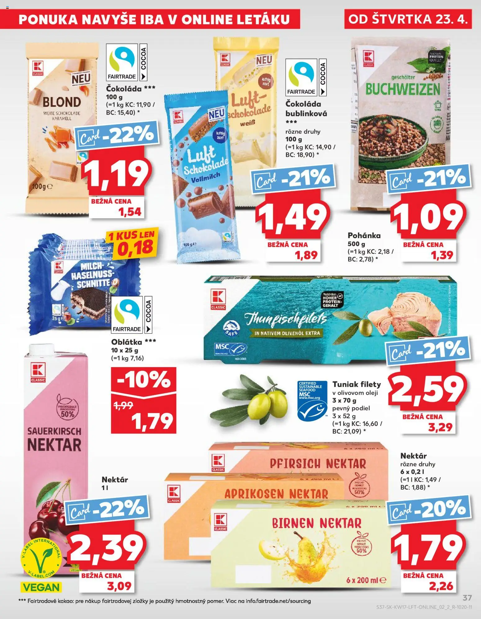 Kaufland SK akciós ujság - amely érvényes a következő dátumtól: 23.04.2026 | Oldal: 37 | Termékek: Protein, Vegán