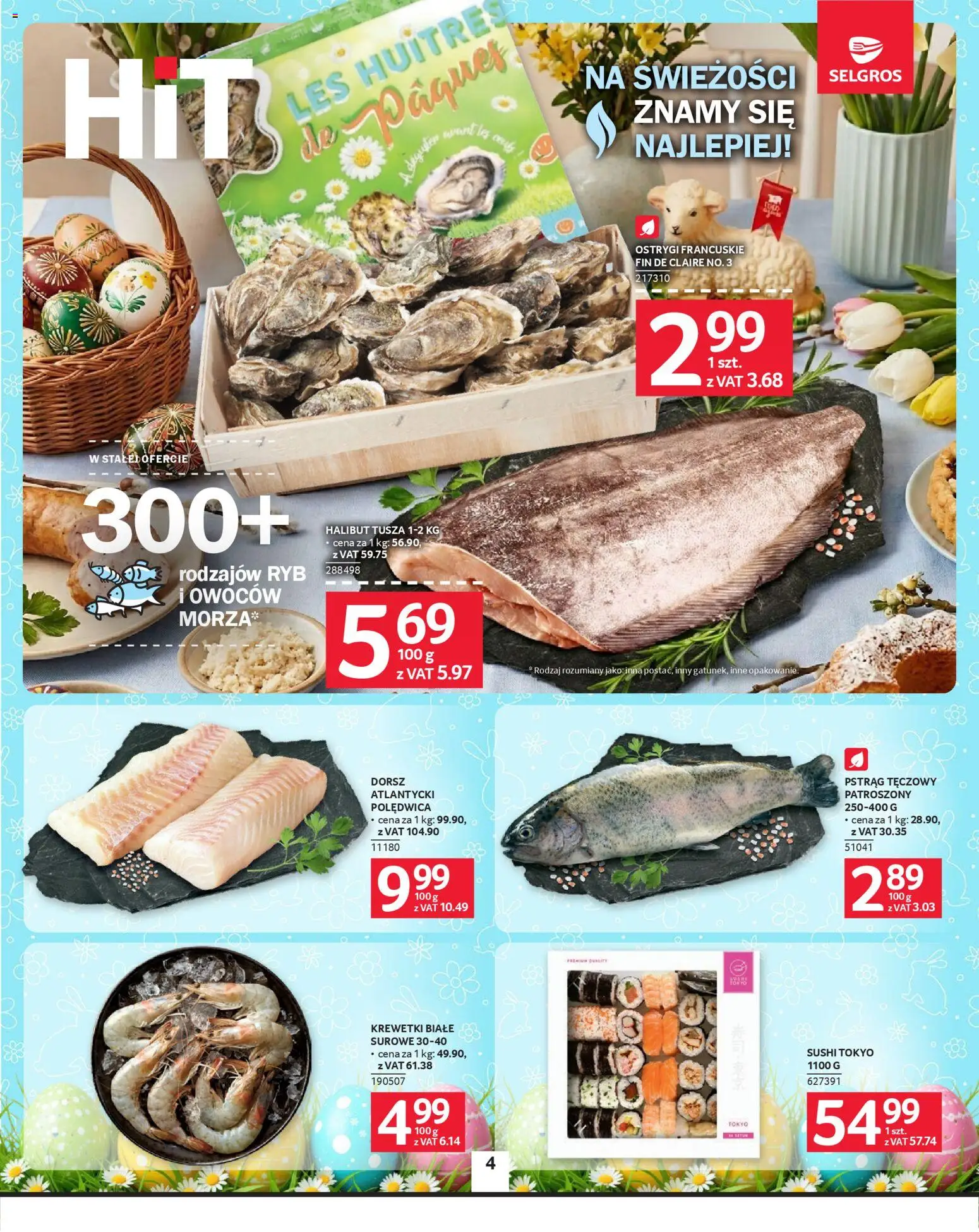 Selgros cash&carry gazetka od 26.03.2026 | Strona: 4 | Produkty: Pstrąg tęczowy, Pstrąg, Halibut, Krewetki białe