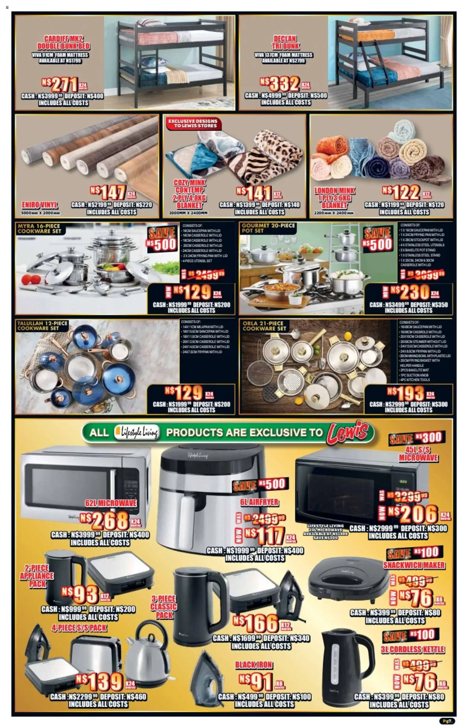 New Lewis Stores catalogue – valid from 23.02.2026 | Page: 7 | Products: Kettle, Blanket, Basket, Foam