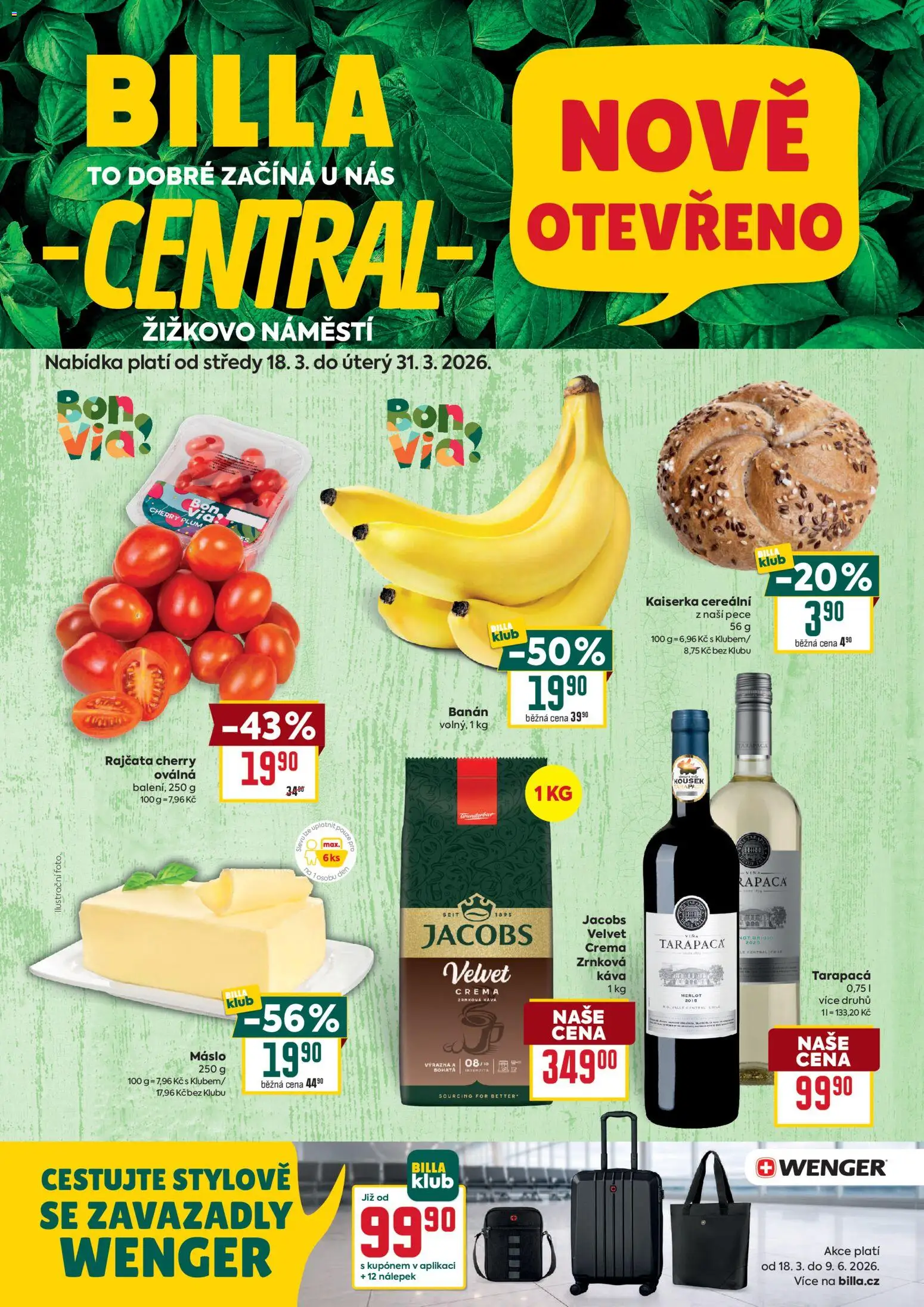 Billa leták - Speciál: Chomutov od 18.03.2026 | Strana: 1 | Produkty: Máslo, Merlot, Wenger, Jacobs