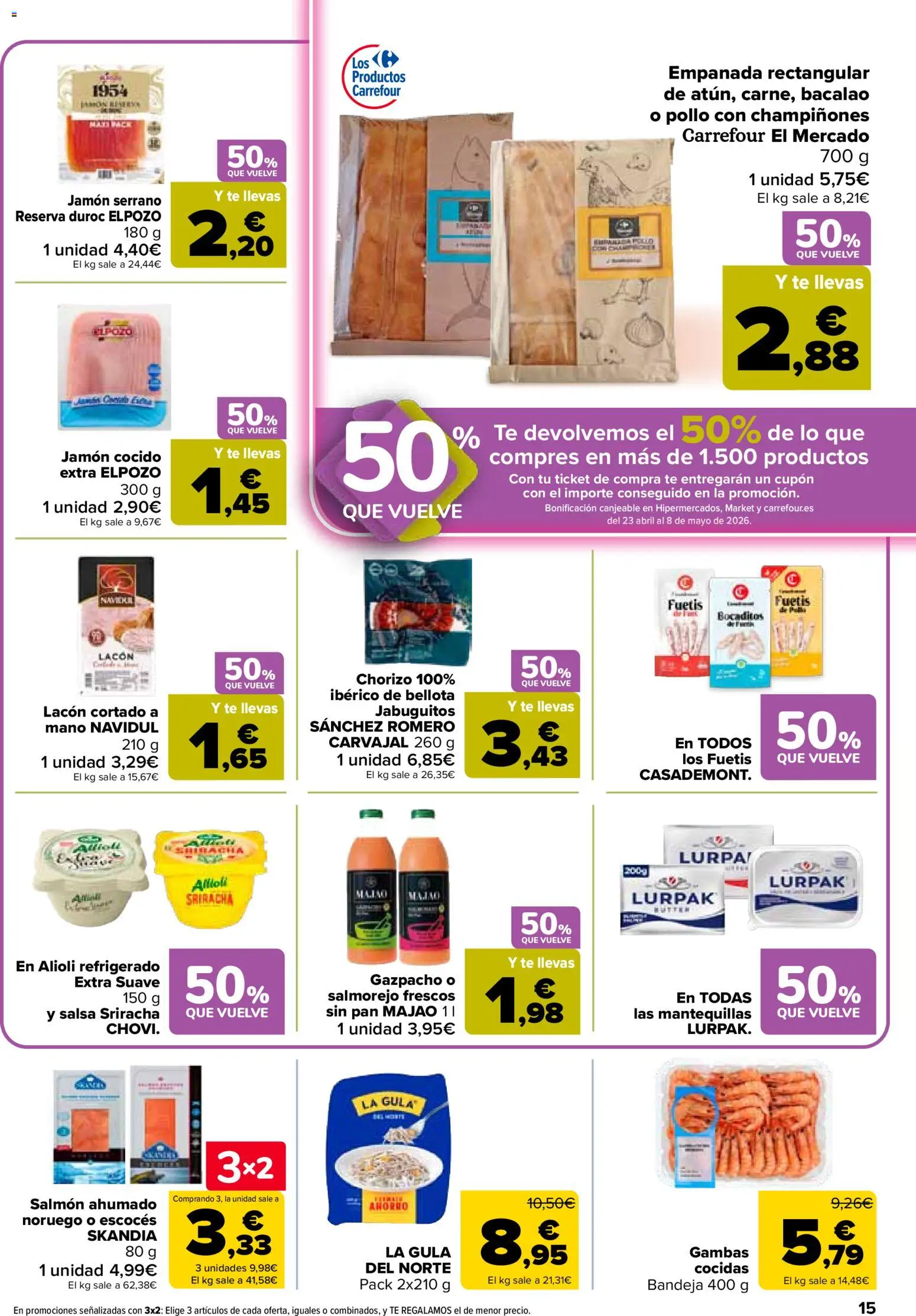 Carrefour folleto │ válido desde el 07.04.2026 | Página: 15 | Productos: Té, Gazpacho, Salmón ahumado, Bandeja