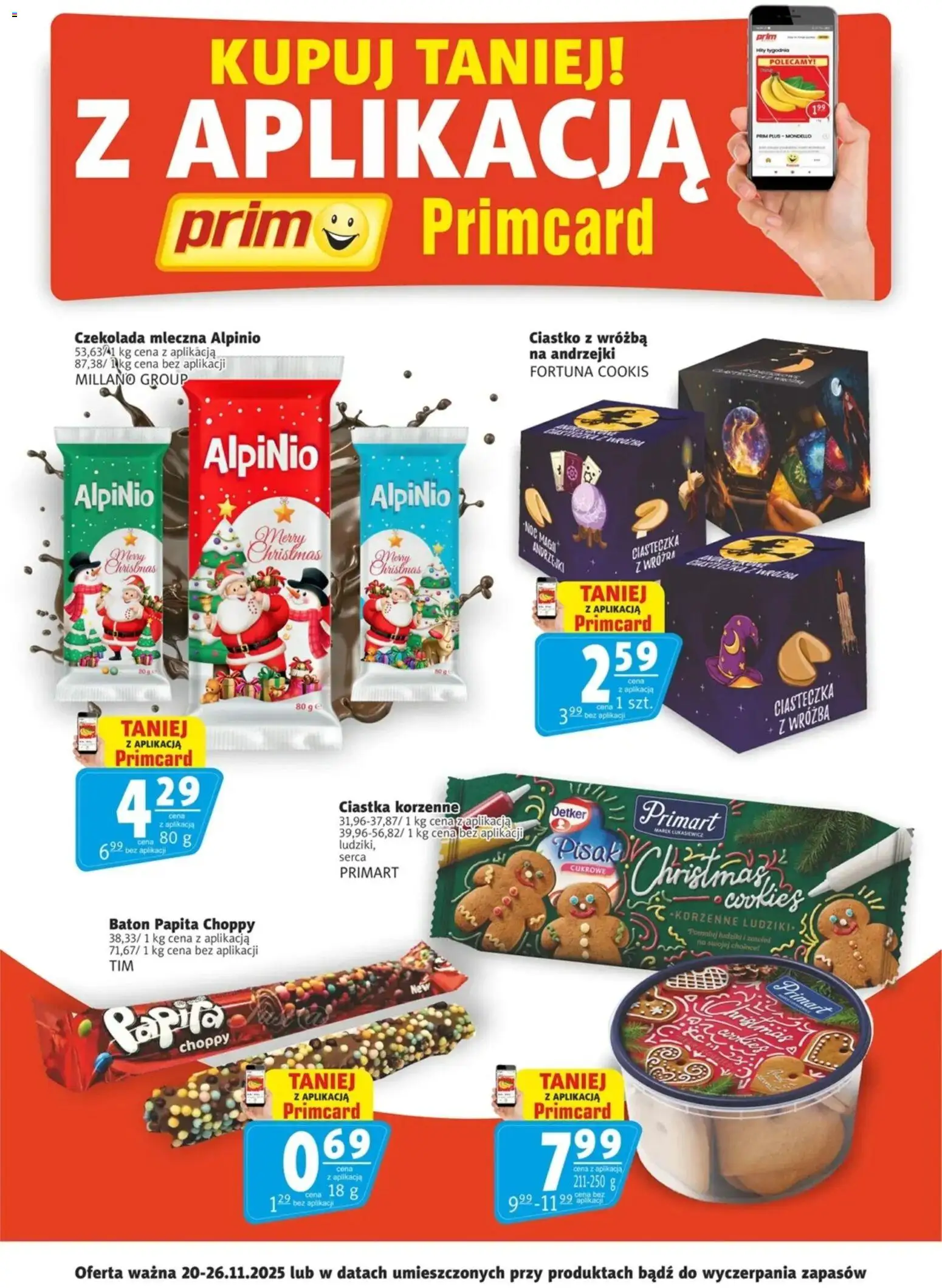 Prim Market Promocje - Primcard od 20.11.2025 | Strona: 2 | Produkty: Czekolada mleczna, Baton, Czekolada, Ciastka
