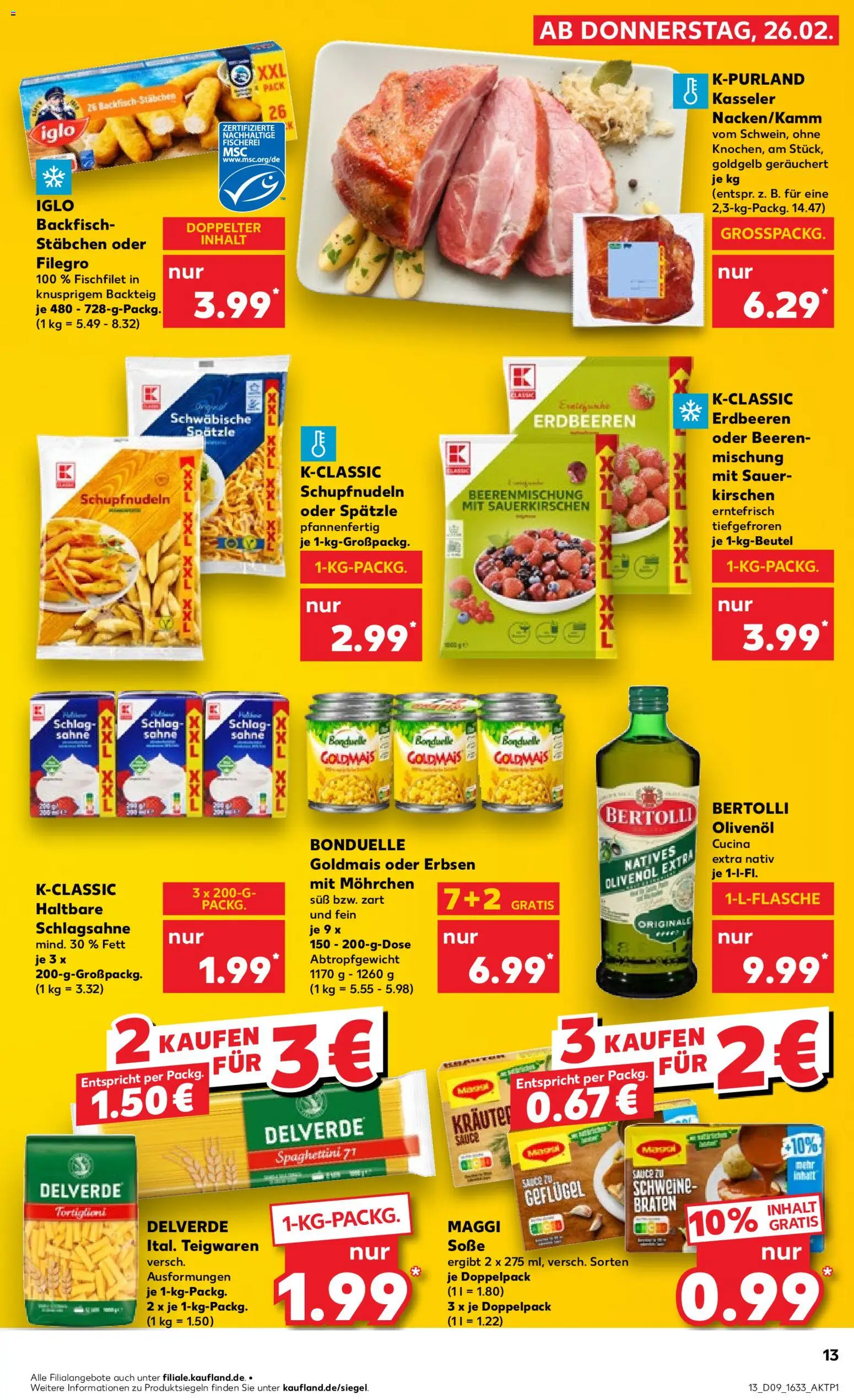 Kaufland prospekt Speyer	 – gültig ab 26.02.2026 | Seite: 13 | Produkte: Maggi, Schlagsahne, Pasta, Sahne