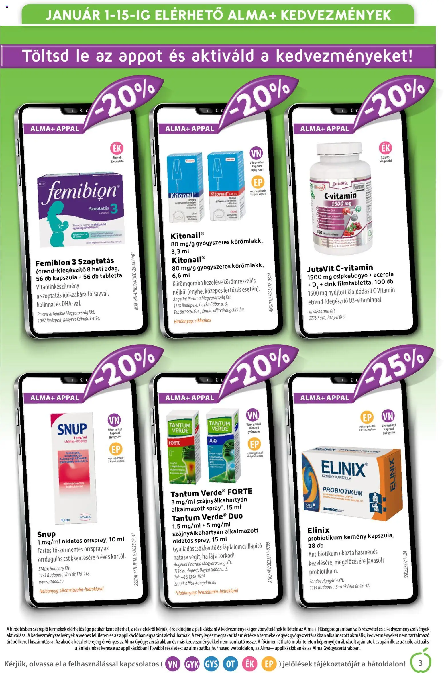 Alma Gyógyszertárak akciós ujság - amely érvényes a következő dátumtól: 01.01.2026 | Oldal: 3 | Termékek: Alma
