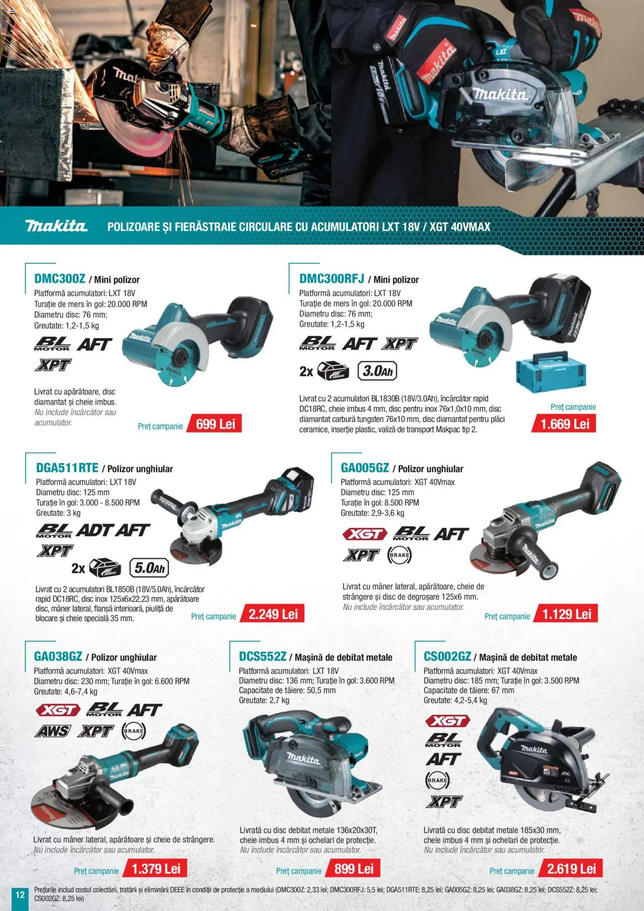 Catalog Makita – valabil de la 01.07.2025 | Pagină: 12 | Produse: Încărcător, Disc, Polizor, Mâner