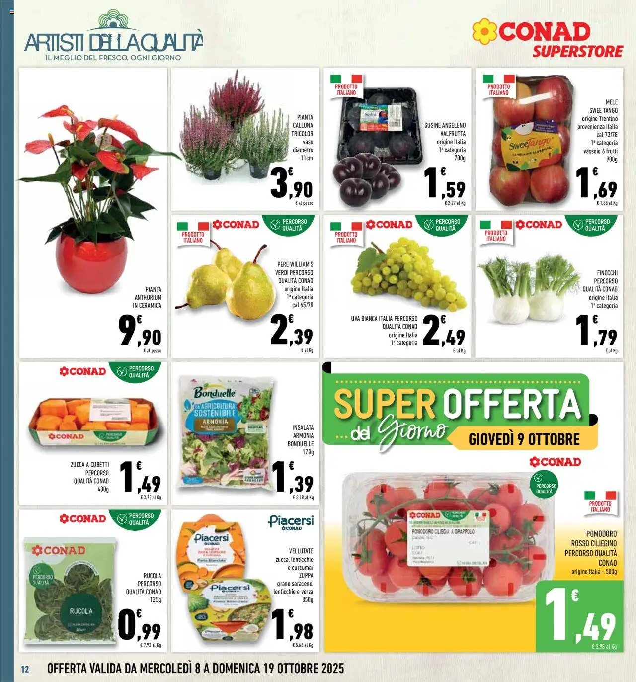 Volantino Conad del 08.10.2025 | Pagina: 12 | Prodotti: Insalata, Pomodoro, Finocchi, Susine