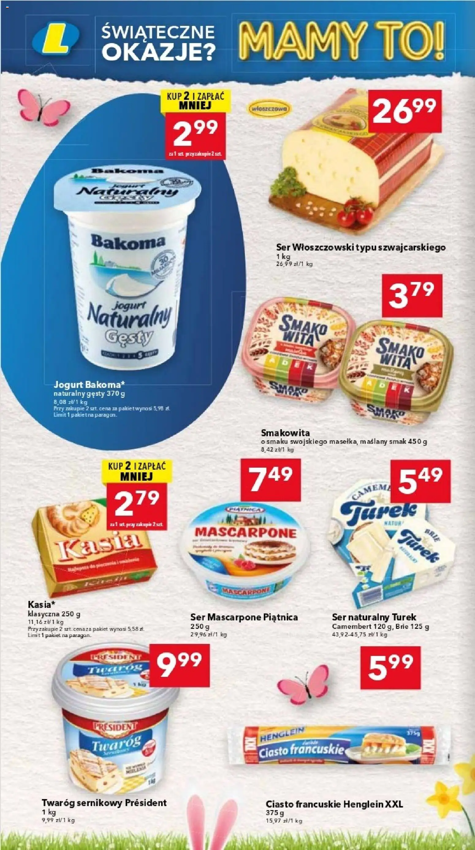 Lewiatan gazetka - Katowice od 26.03.2026 | Strona: 6 | Produkty: Jogurt naturalny, Camembert, Mascarpone, Ser mascarpone
