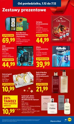 Pogląd oferty "Gillette Zestaw prezentowy, 1 zestaw, w zestawie: maszynka do golenia, 8 wkładów i skarpetki" - ważna od 01.12.2025 | Strona: 41 | Produkty: Gillette, Skarpetki, Mydło w płynie, Prysznic