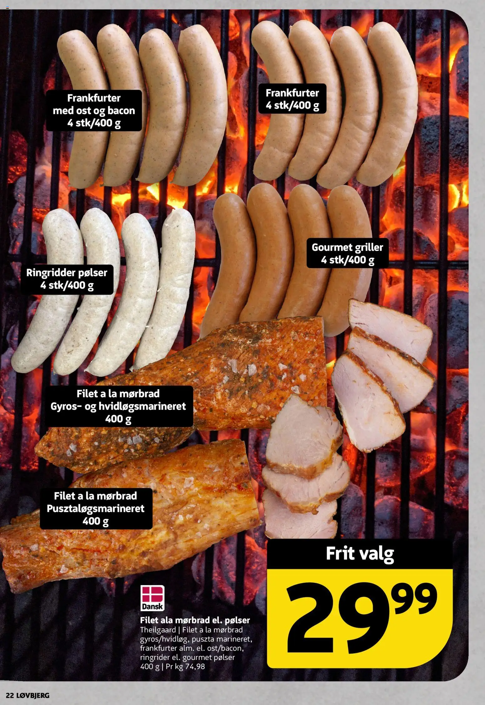 Løvbjerg tilbudsavis – gyldig fra 24.04.2026 | Side: 22 | Produkter: Ost, Pølser, Bacon