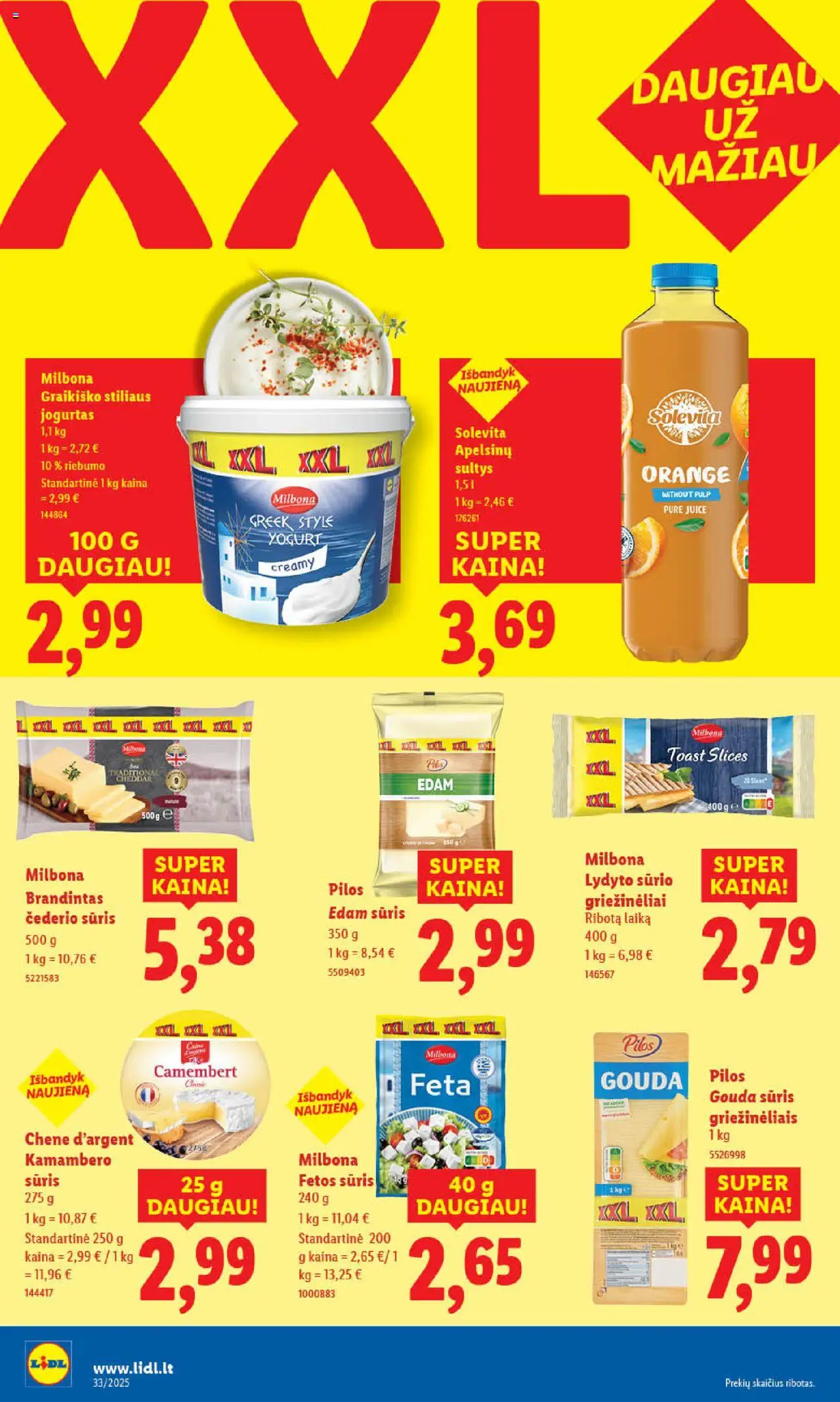 LIDL - Leidinys│galioja nuo 11.08.2025 | Puslapis: 14 | Prekių: Jogurtas, Sūris, Sultys
