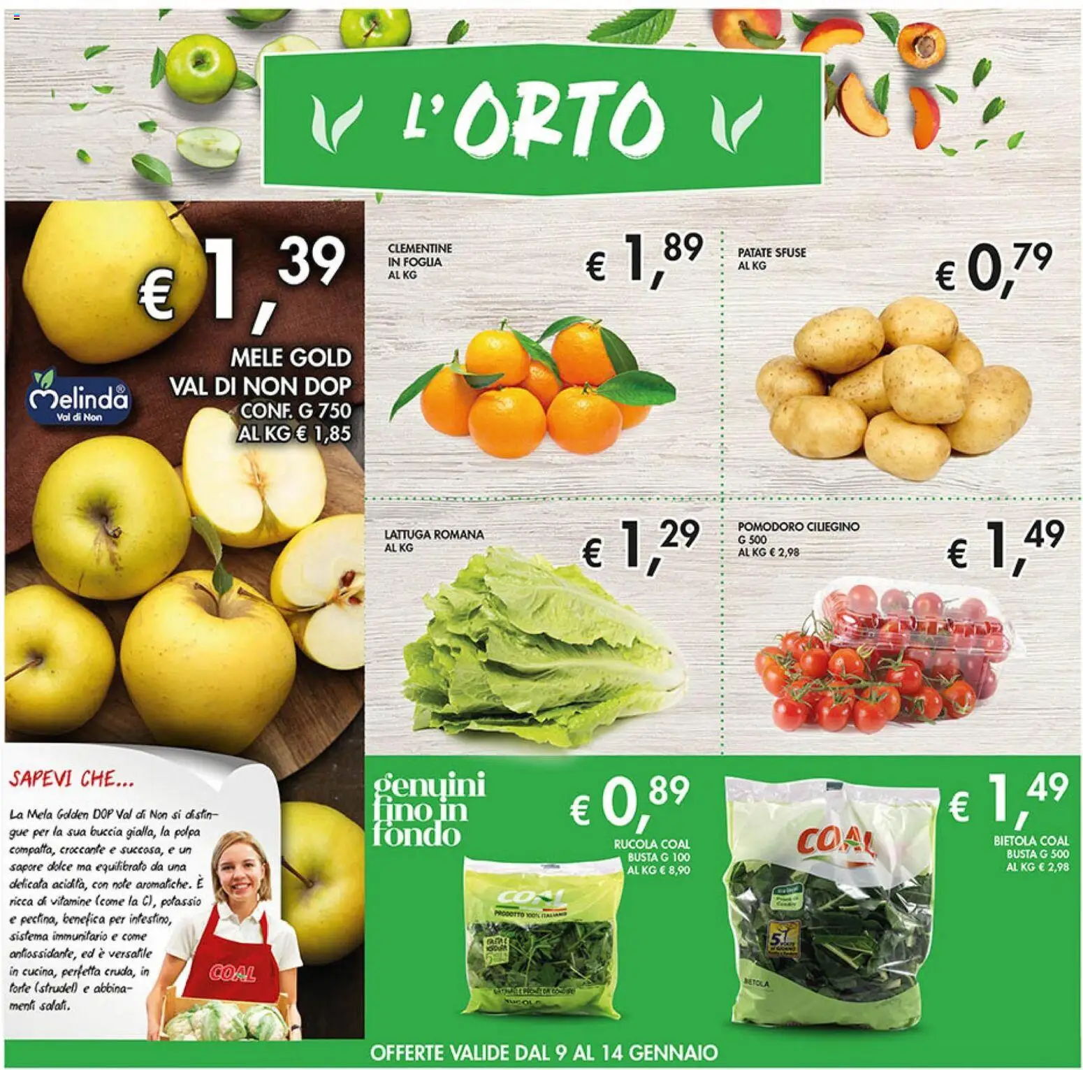 Volantino Coal del 09.01.2026 | Pagina: 12 | Prodotti: Mele, Rucola, Patate, Pomodoro
